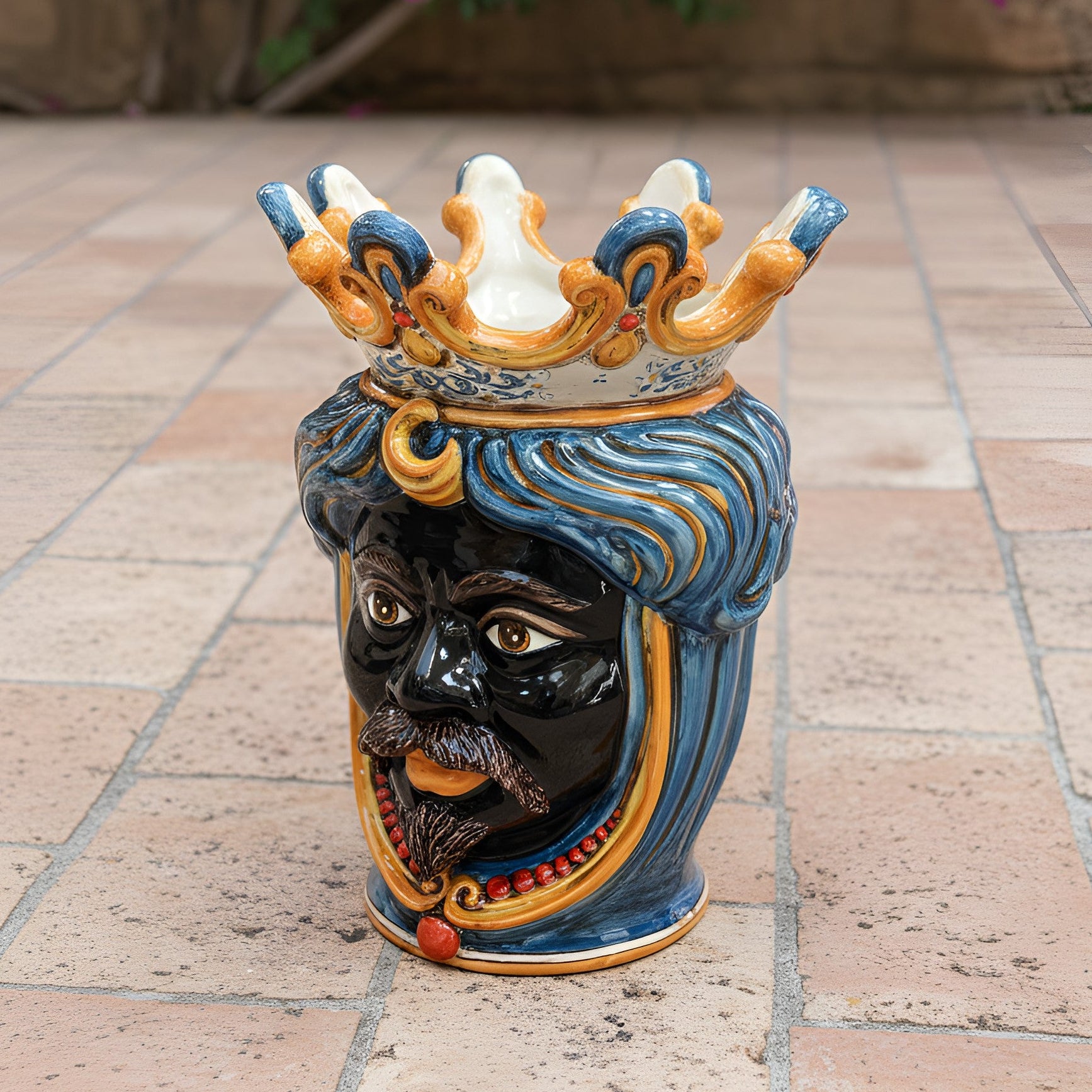 Head h 40 w/pearls Sicilian decoration male Moor