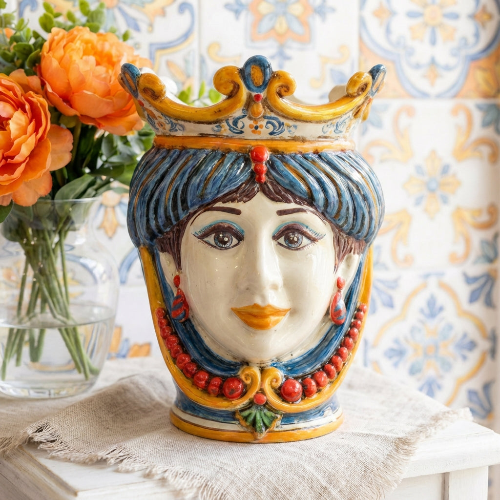 Head h 25 with beads blue/orange female