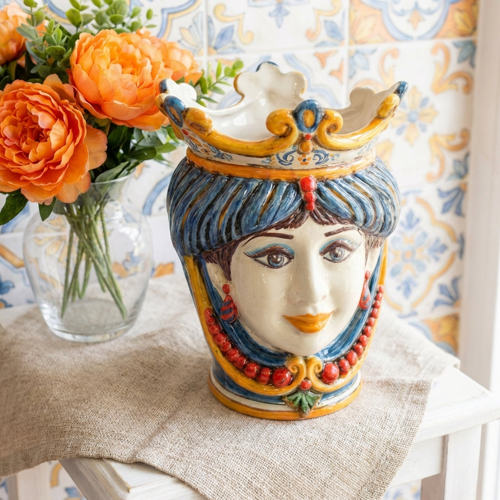 Head h 25 with beads blue/orange female