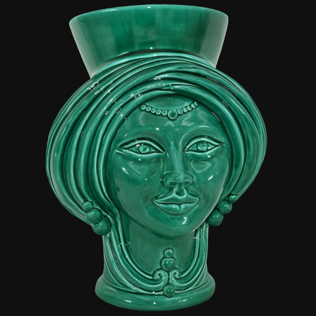 Testa h 30 Integral Green woman - Modern Moorish heads Sofia Ceramiche