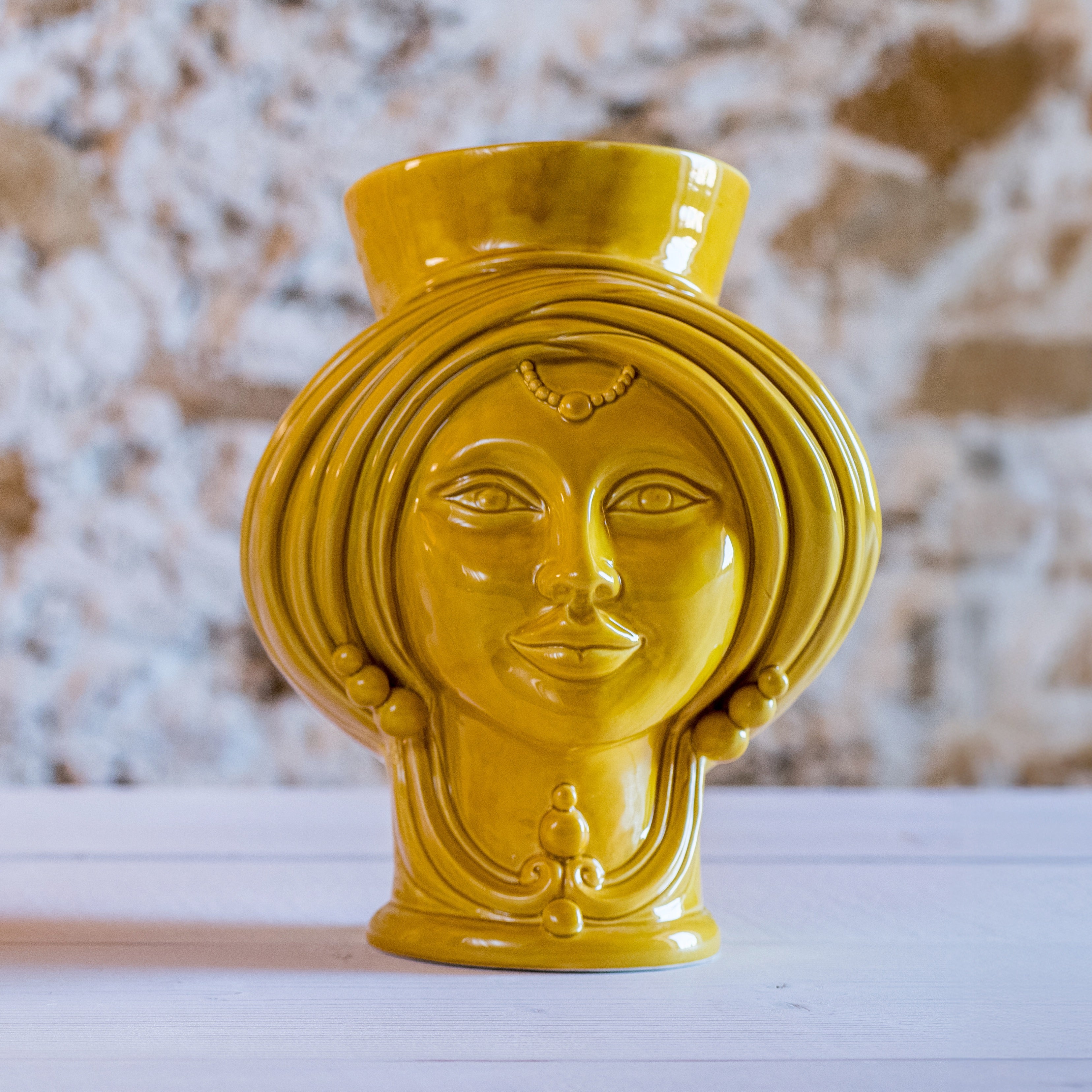 Moor's Head Woman H 30 Mustard - Modern Monochrome Ceramic