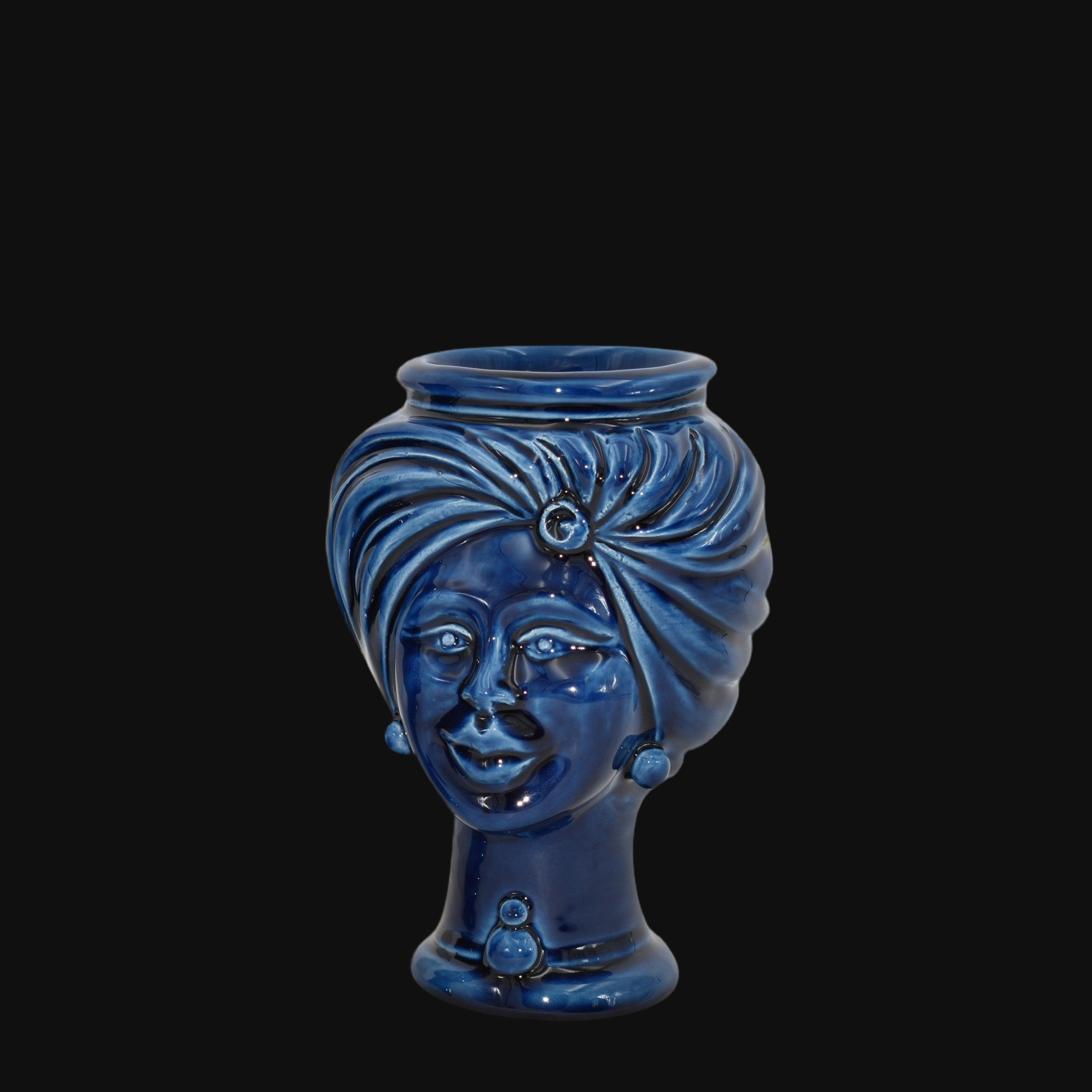 Head h 16 tuareg intense blue woman - Modern Moorish heads Sofia Ceramiche