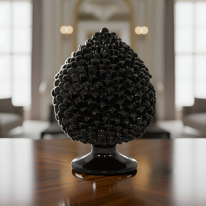 Caltagirone handmade pinecone modeled by hand height 25/40 green/orange