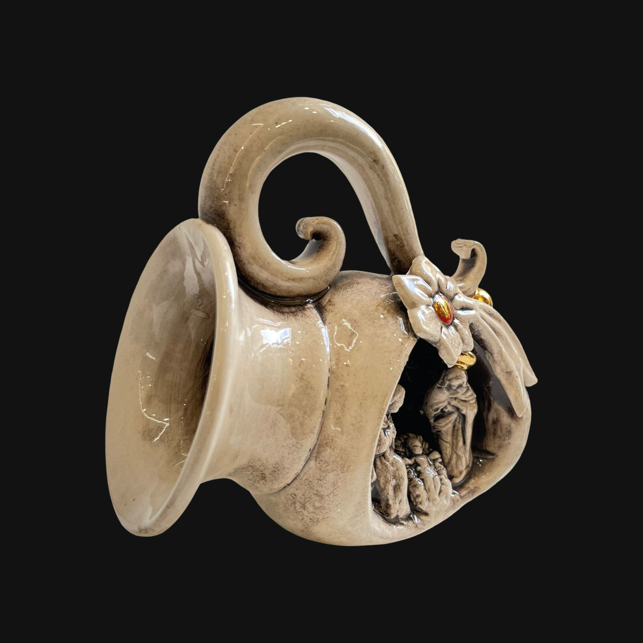 Natività mini giara h 10 Madreperla Antichizzato/Oro e Lustri