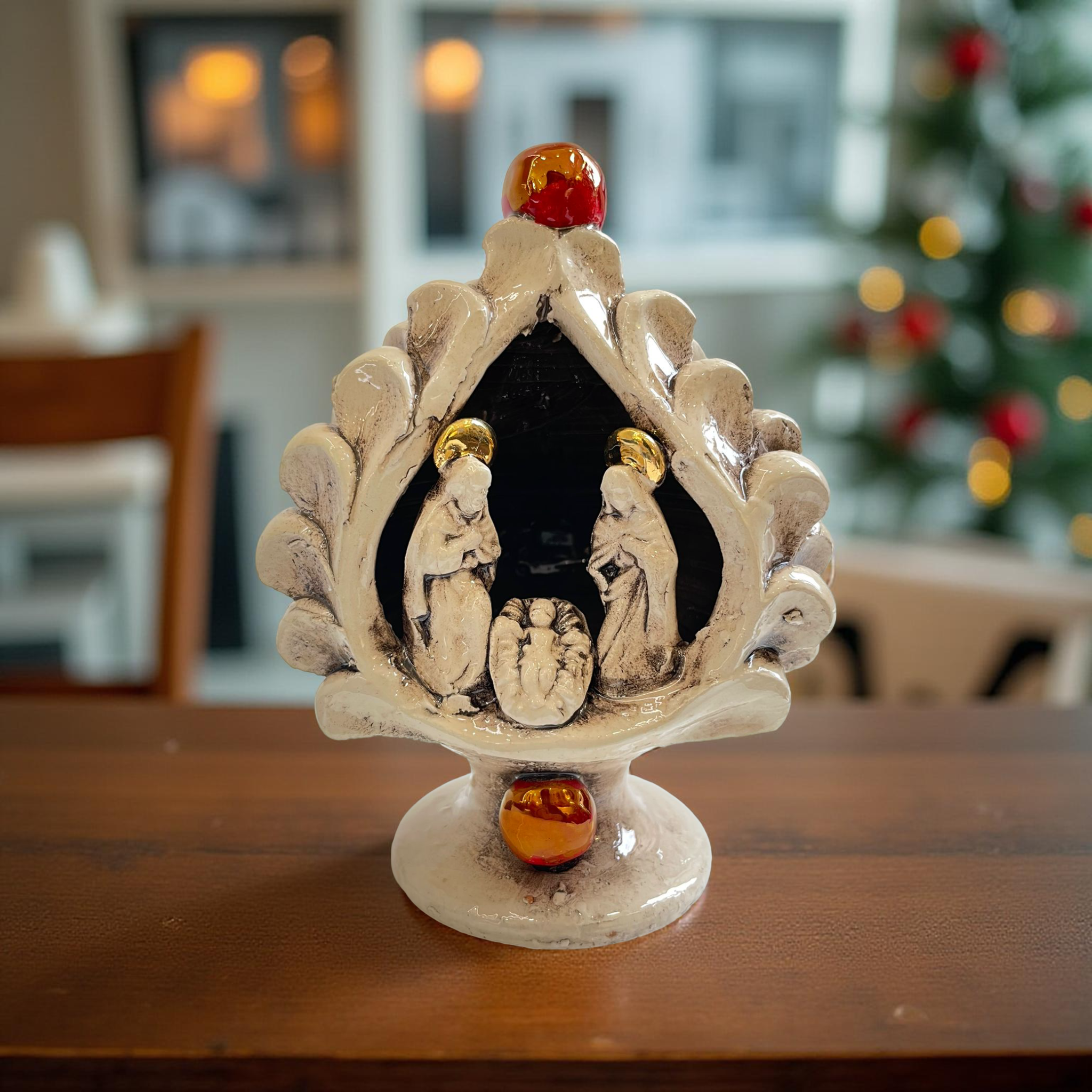 Natività a pigna h 12 Madreperla Antichizzato