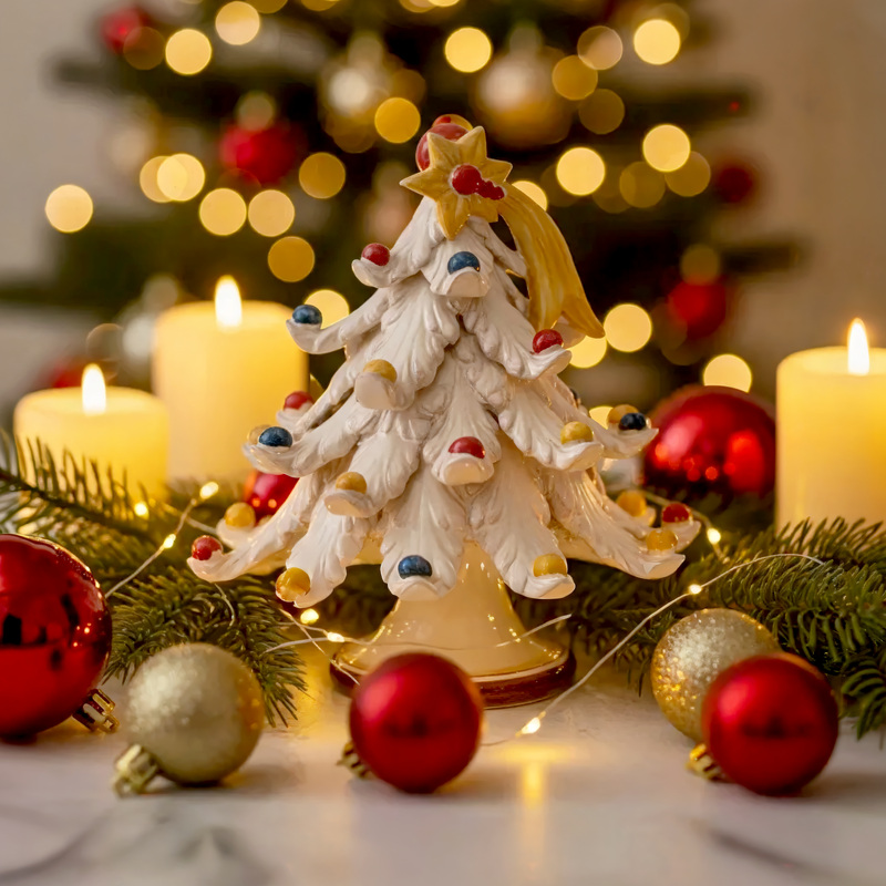 Árbol de Navidad Cerámica, Tricolor – Cerámica italiana de Caltagirone, Sicilia