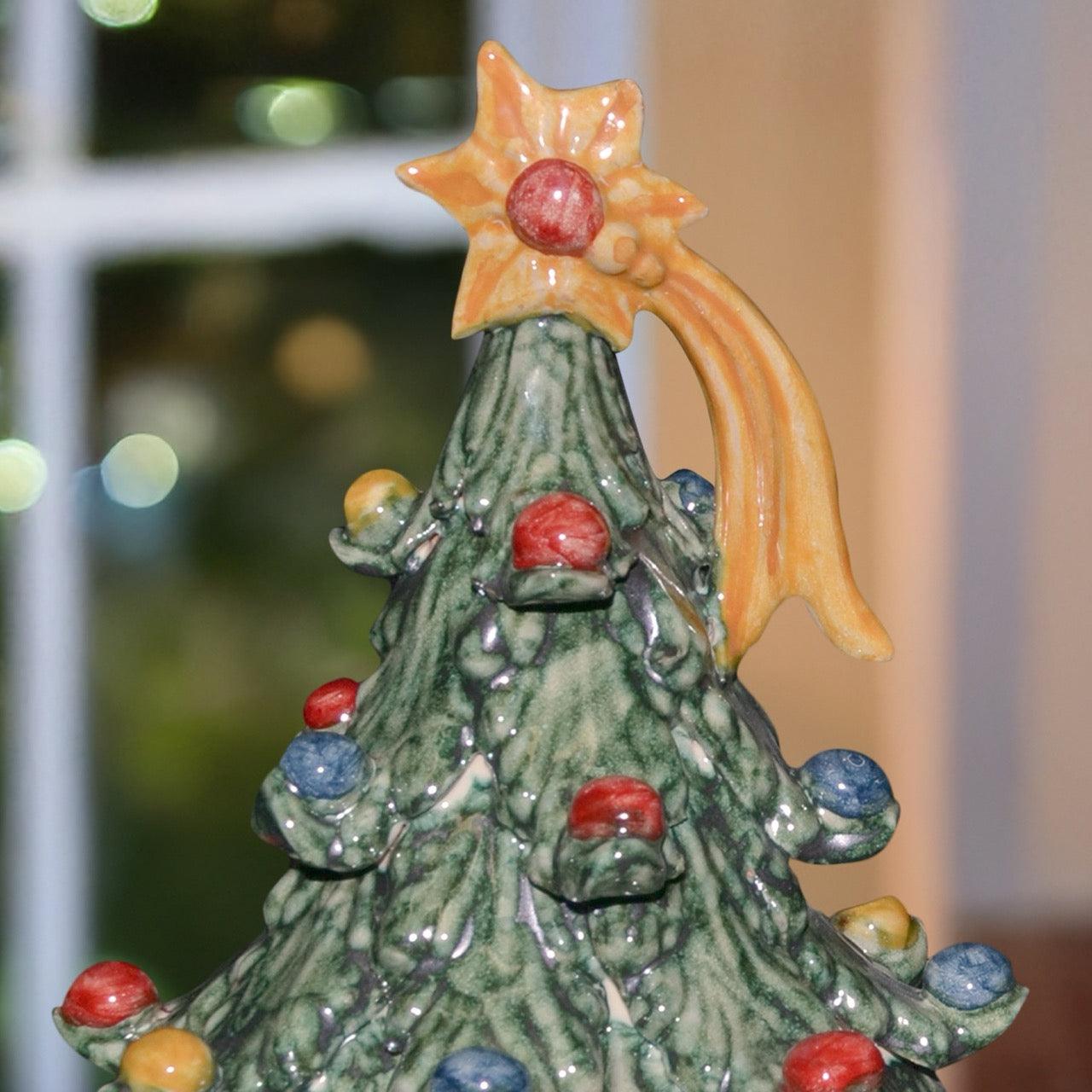 Albero di natale verde con palline colorate in ceramica artistica di Caltagirone - Ceramiche di Caltagirone Sofia