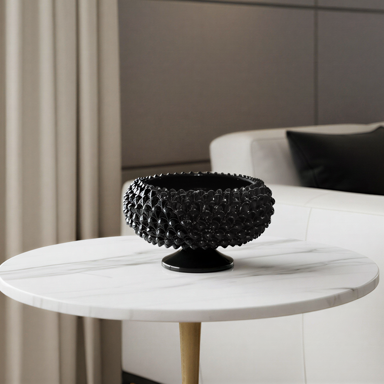 Alzata a Pigna Black Line in ceramica di Caltagirone - Ceramiche di Caltagirone Sofia