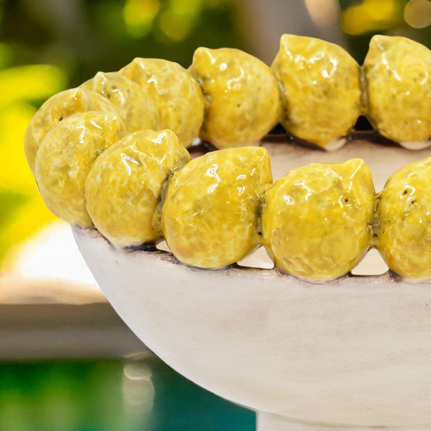 Alzata con limoni siciliani c/piede in stile moderno (diverse colorazioni) - Ceramiche di Caltagirone Sofia