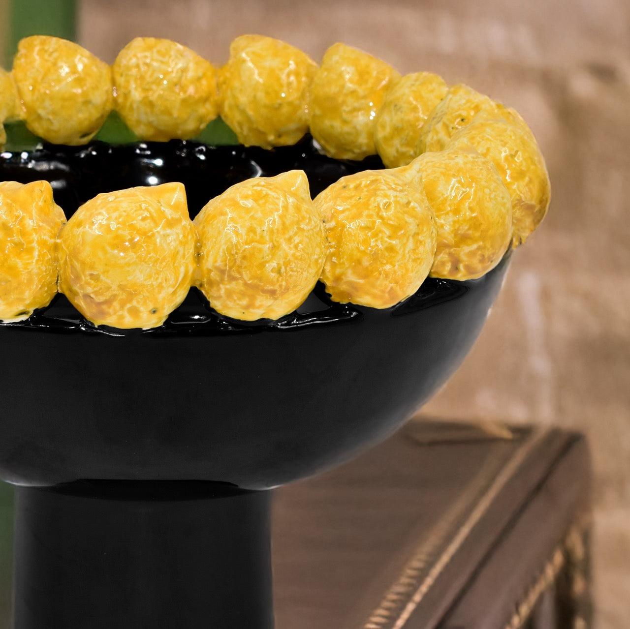 Alzata con limoni siciliani c/piede in stile moderno (diverse colorazioni) - Ceramiche di Caltagirone Sofia