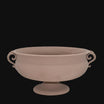 Alzata Tonda, Tortora Opaco, manici a spirale su piedistallo, colore terracotta. Ceramiche Sofia, Caltagirone