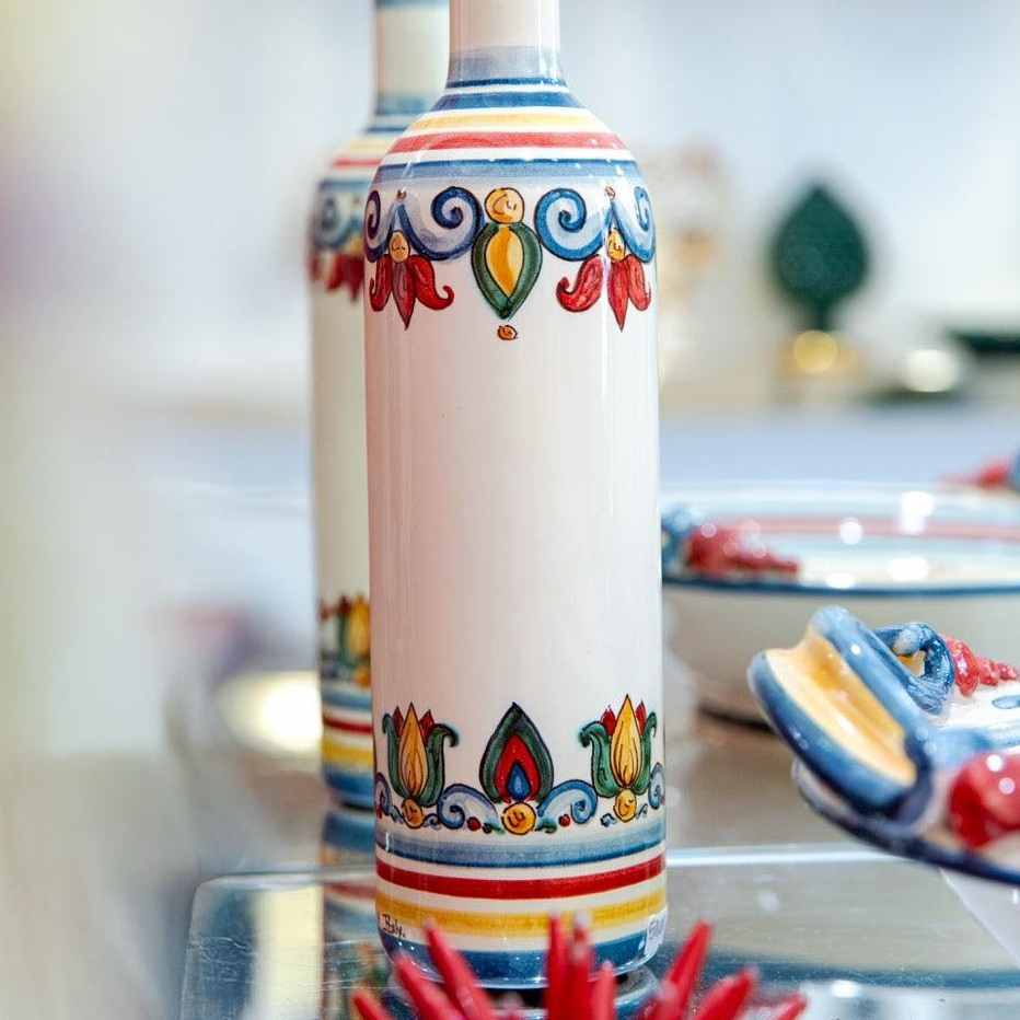 Botella Decorativa Cerámica H 30 cm, Decoro Sicily – Cerámica italiana de Caltagirone, Sicilia