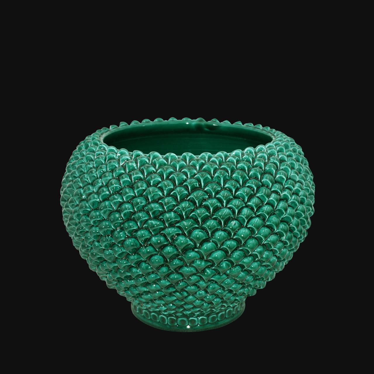 Cachepot a pigna Verde Smeraldo in ceramica artigianale di Caltagirone - Ceramiche di Caltagirone Sofia