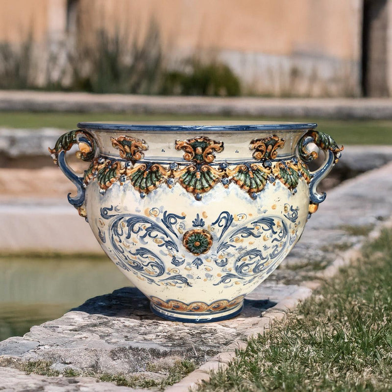 Cachepot with handles, plastic, tricolour Sofia