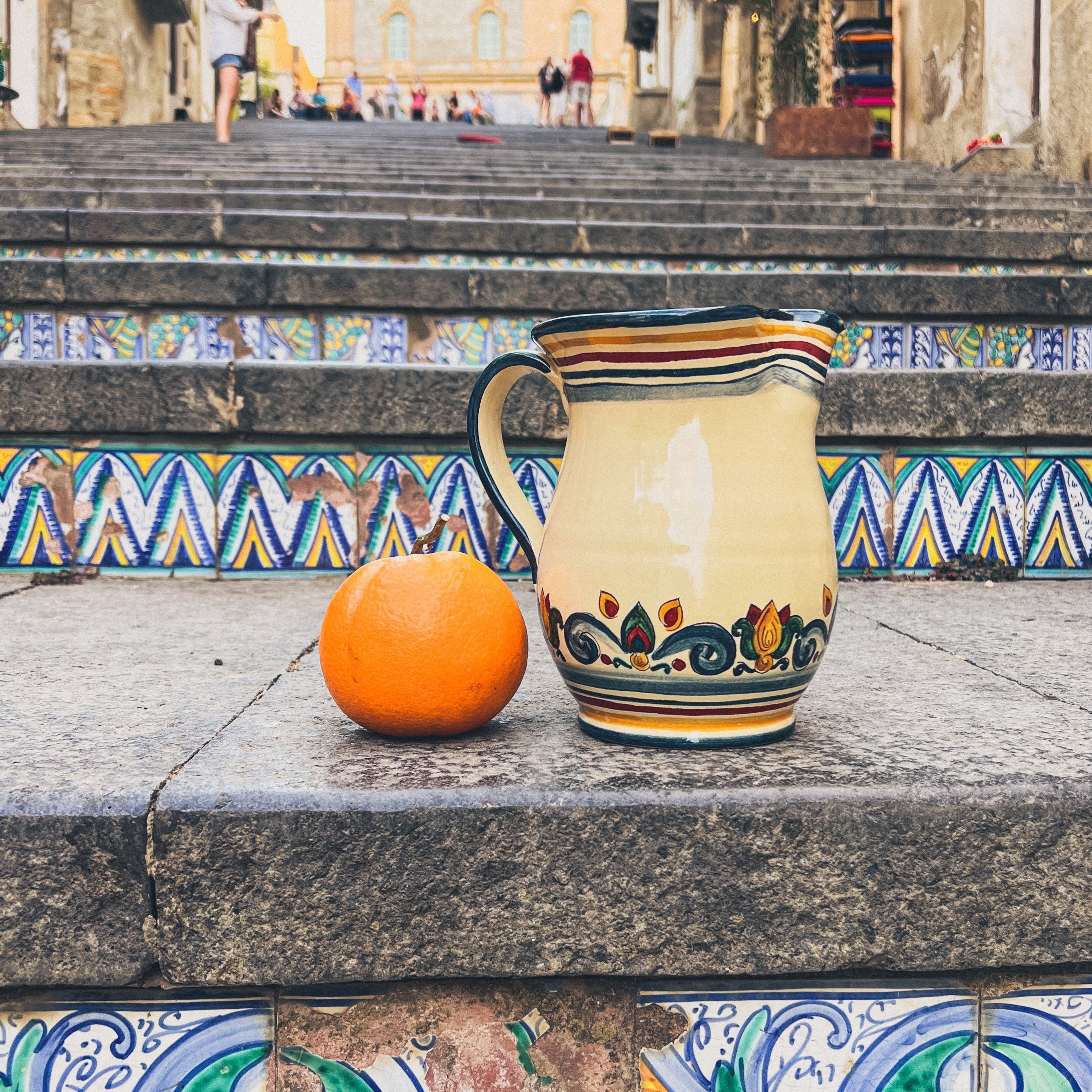 Cannata h 20 cm greca decoro sicily - Ceramiche di Caltagirone Sofia