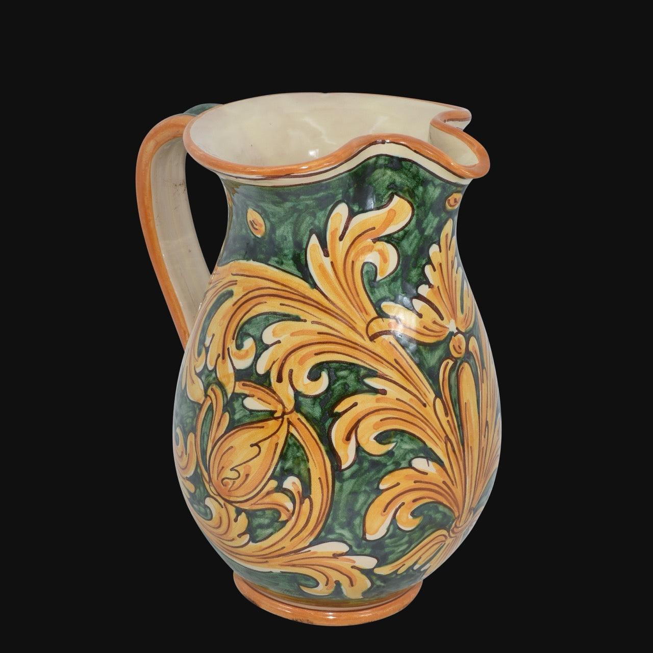 Cannata in ceramica di caltagirone Ornato Fondo Verde - Ceramiche di Caltagirone Sofia