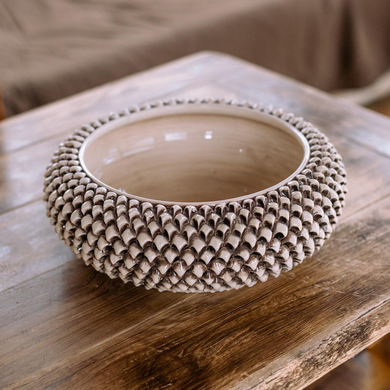 Caltagirone Pine Cone Centerpiece Hand-Modeled Mother-of-Pearl Antiqued