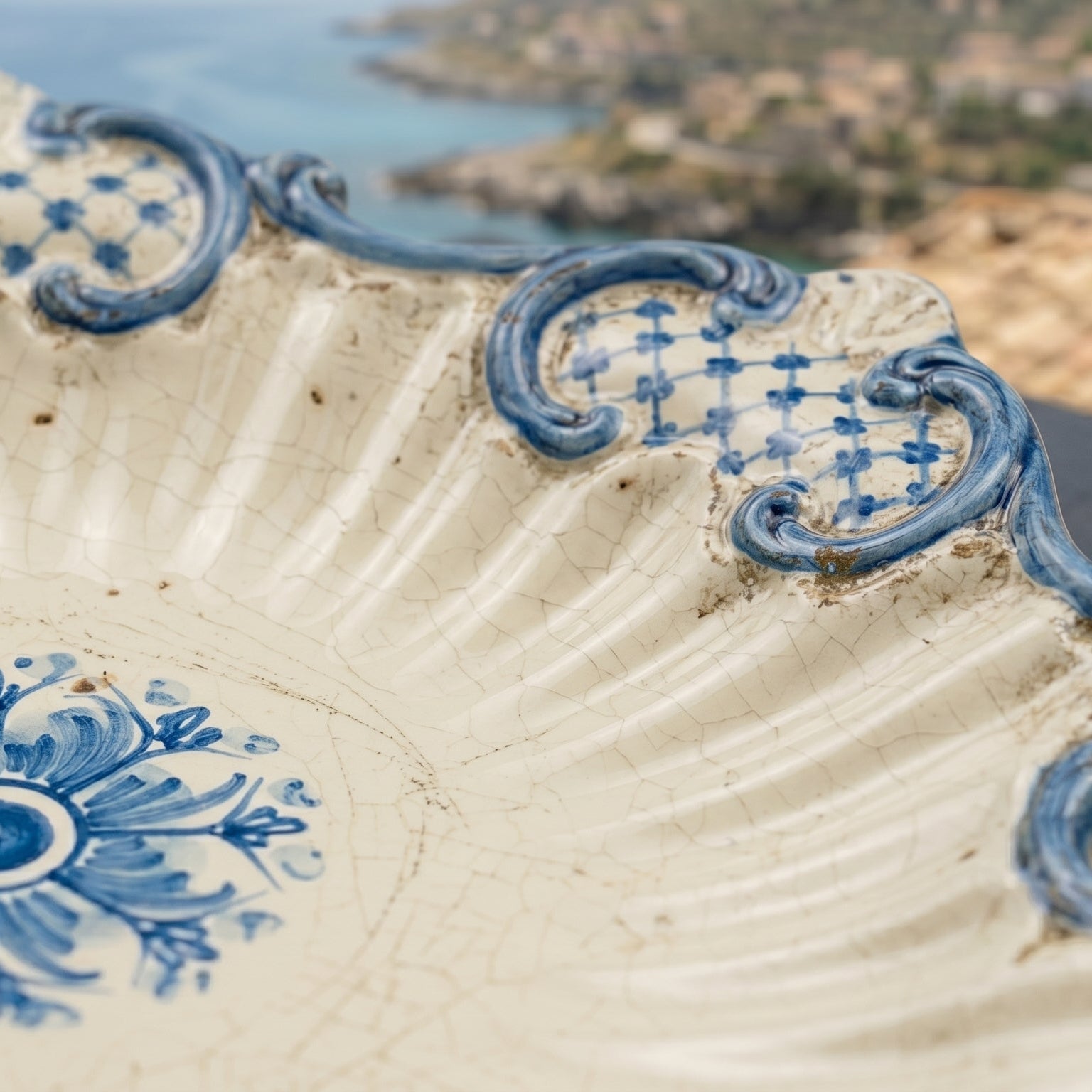 Centre de Table en Ceramique Italienne - Mono Bleu | Ceramique Caltagirone - artisanat sicilien