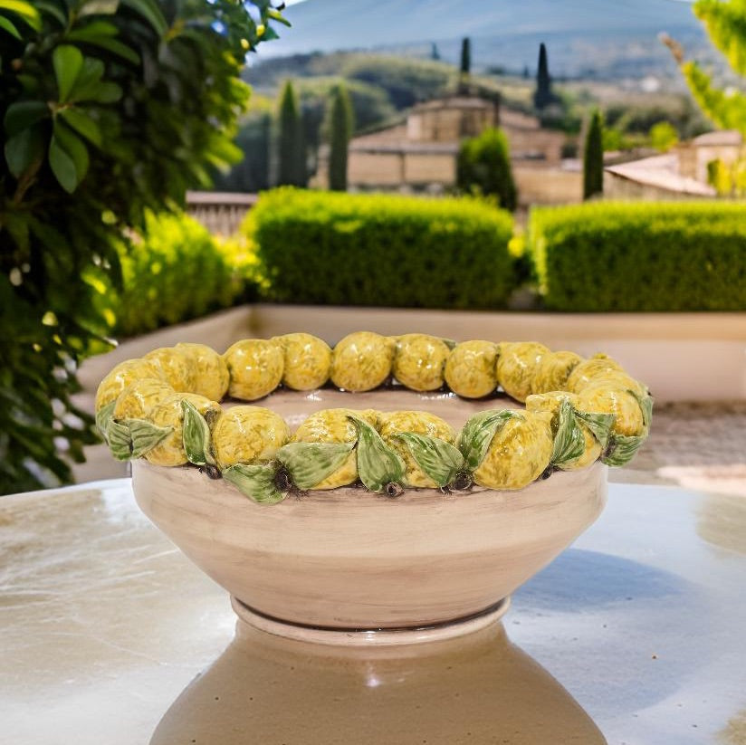 Centrotavola con Limoni Siciliani Ø 38 madreperla colorato - Ceramiche di Caltagirone Sofia