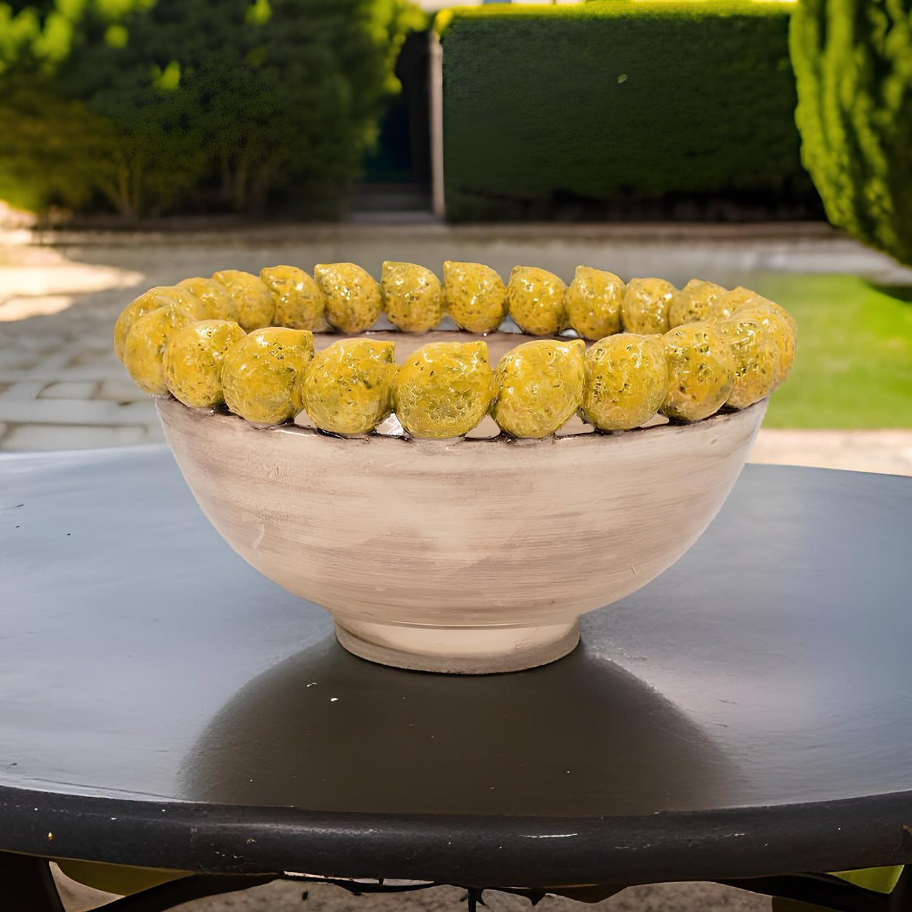 Centrotavola con Limoni Siciliani Ø 40 senza foglie madreperla colorato - Ceramiche di Caltagirone Sofia