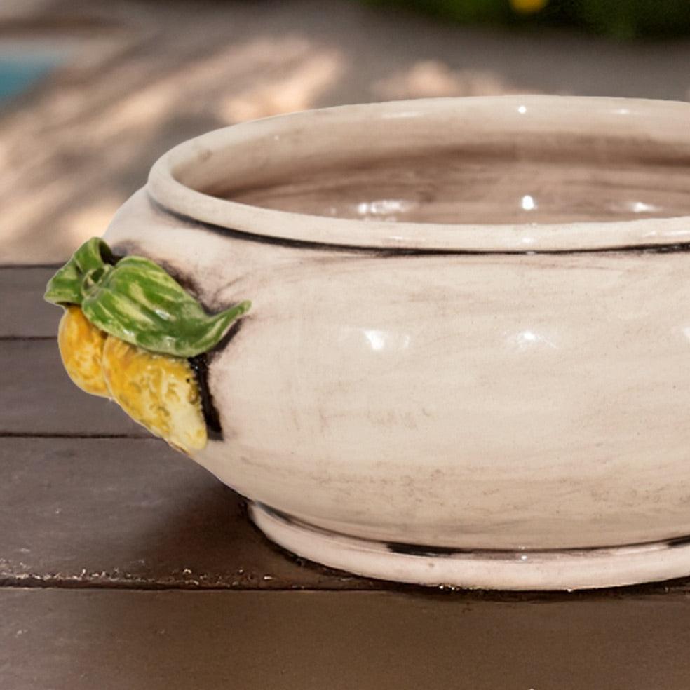 Centrotavola Ø 25 Limoni Siciliani madreperla in ceramica di Caltagirone - Ceramiche di Caltagirone Sofia