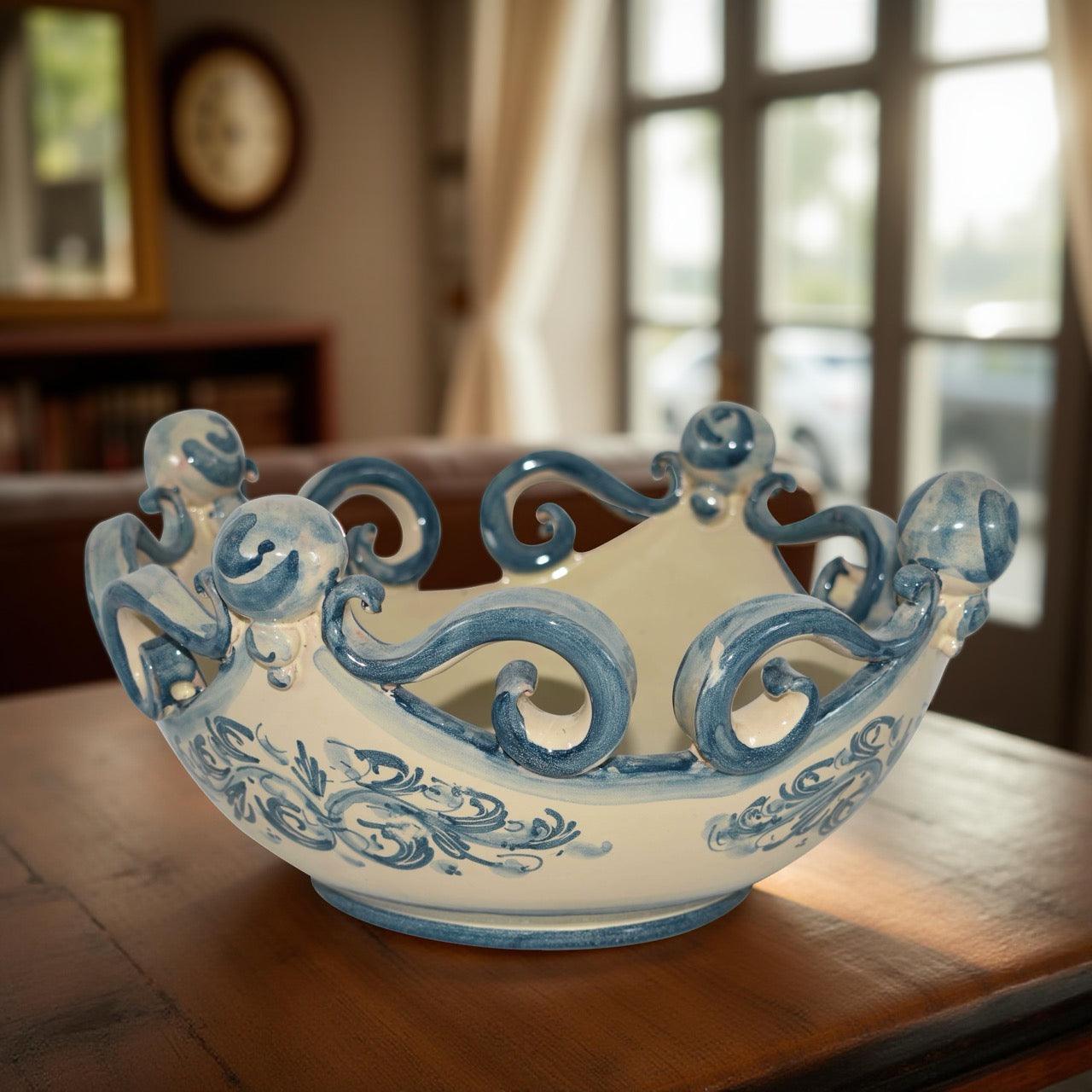 Centrotavola Pallina Mono Blu Ø 25/30 cm - Ceramiche Artistiche di Caltagirone - Ceramiche di Caltagirone Sofia