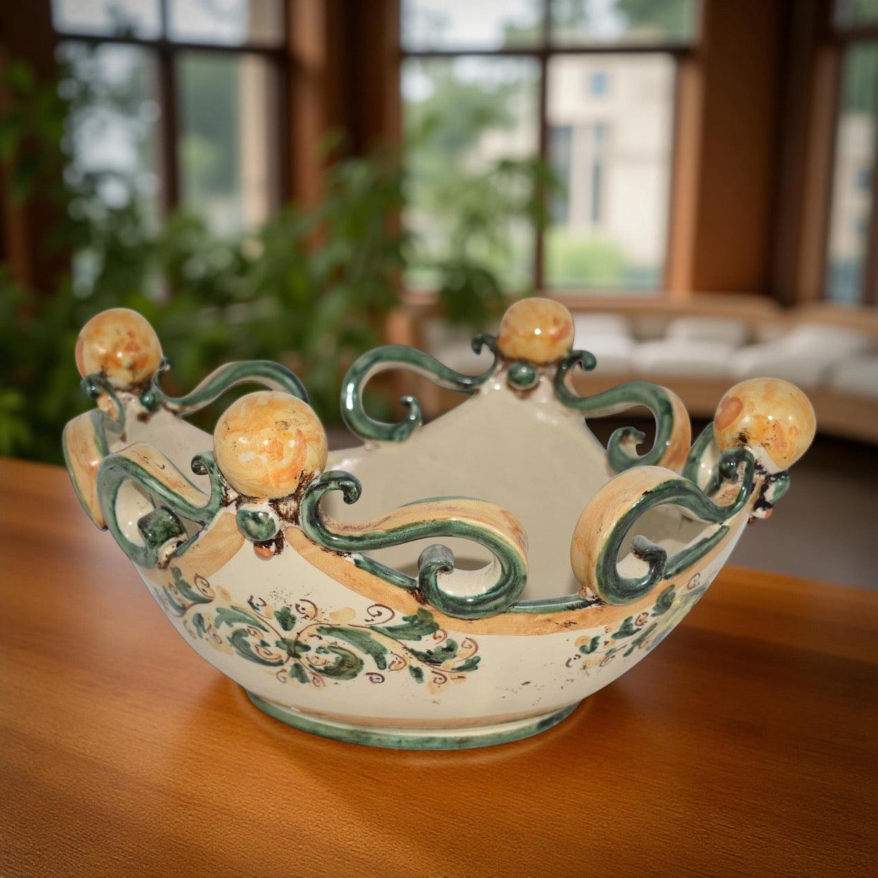 Centrotavola Pallina Verde e Arancio Ø 25/30 cm - Ceramiche di Caltagirone - Ceramiche di Caltagirone Sofia