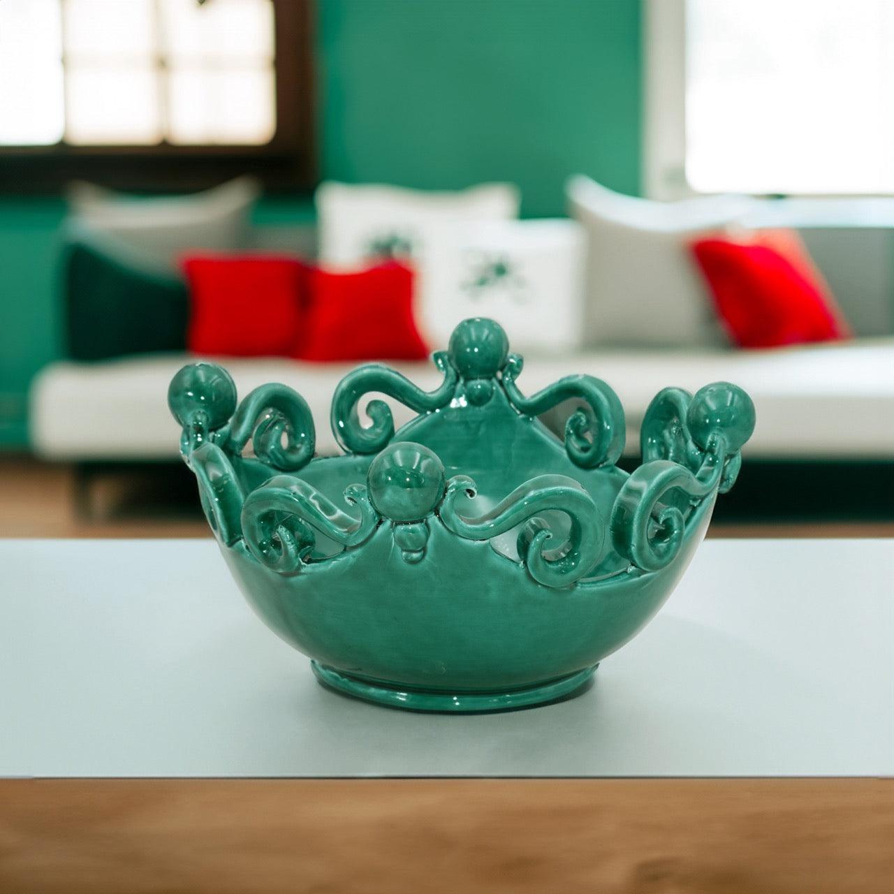 Centrotavola Pallina Verde Smeraldo Ø 25/30 cm - Ceramiche di Caltagirone - Ceramiche di Caltagirone Sofia