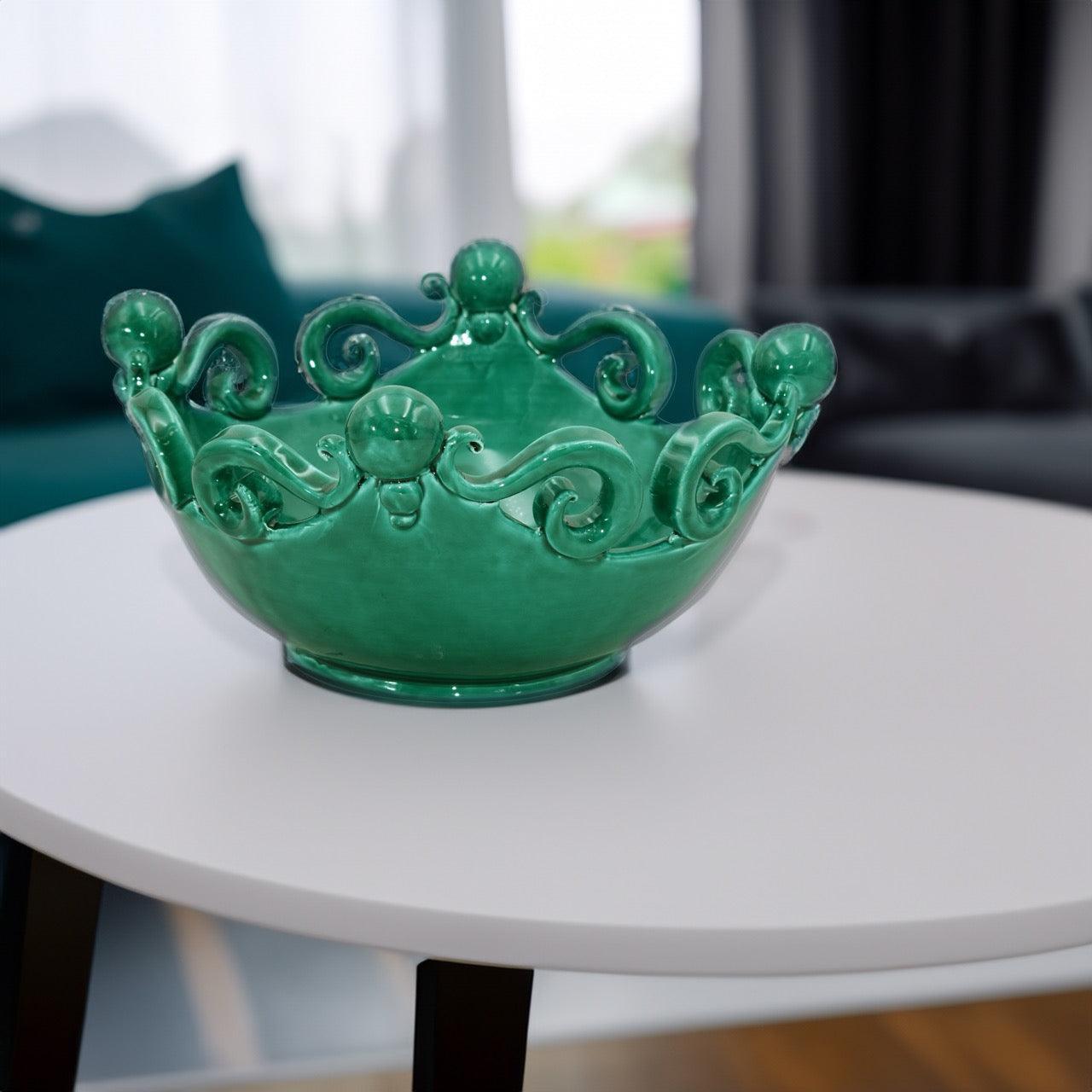 Centrotavola Pallina Verde Smeraldo Ø 25/30 cm - Ceramiche di Caltagirone - Ceramiche di Caltagirone Sofia