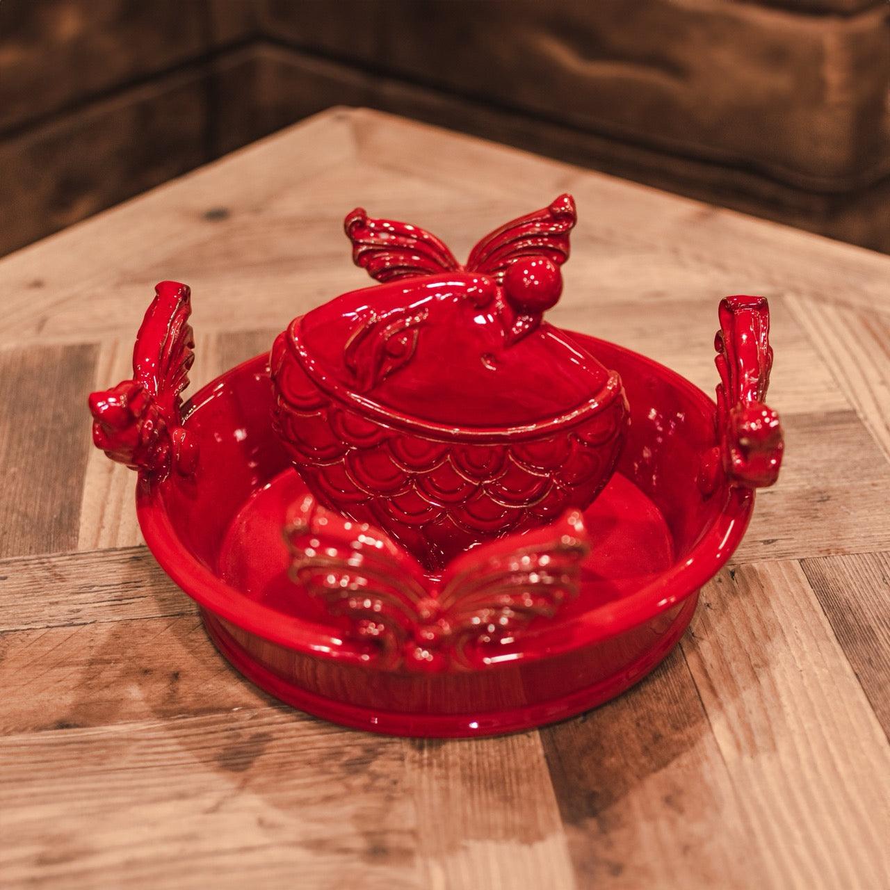 Centrotavola pesce Ø 28 plastico sofia Rosso Fuoco - Ceramiche di Caltagirone Sofia