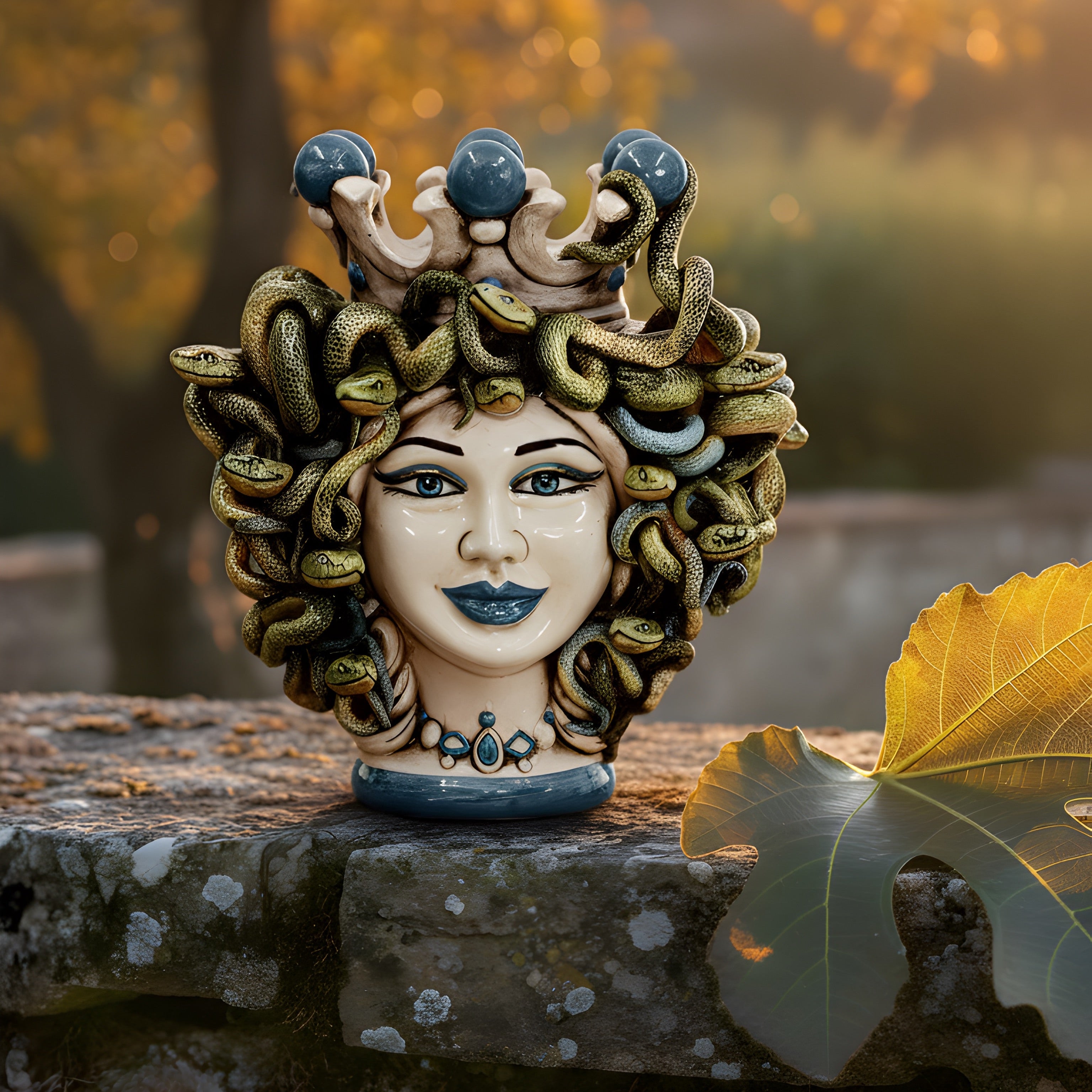 Head h 25 turban jellyfish mother of pearl colored blue beads