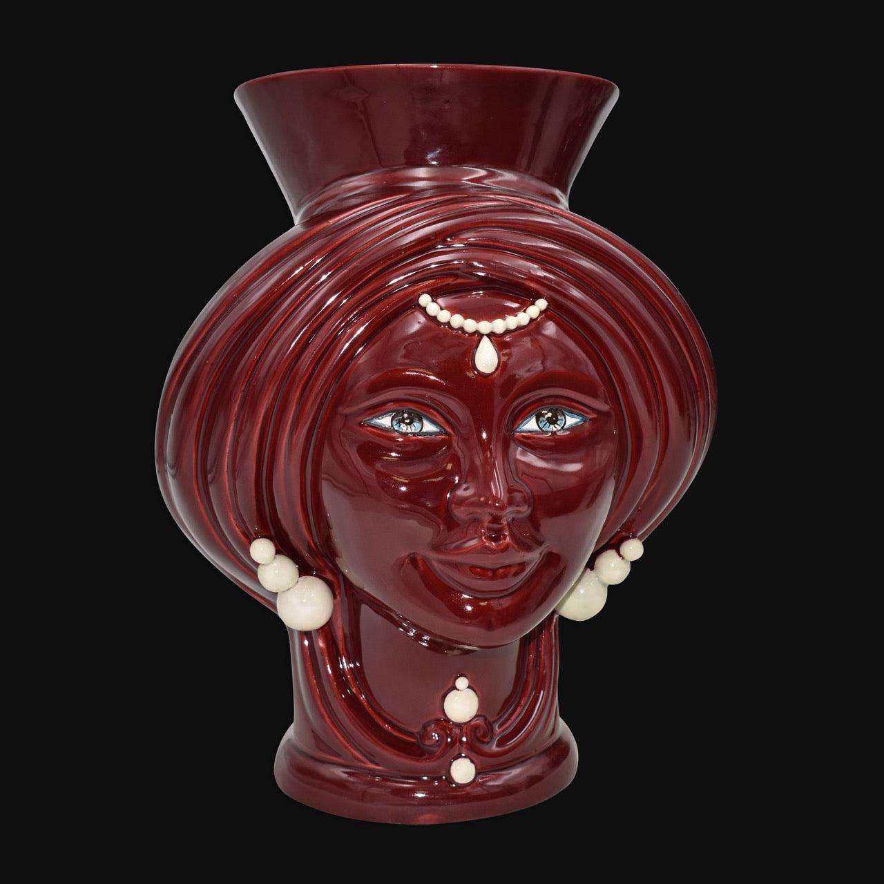 Coppia di Testa h 30 Bordeaux c/perline - Ceramiche di Caltagirone Sofia