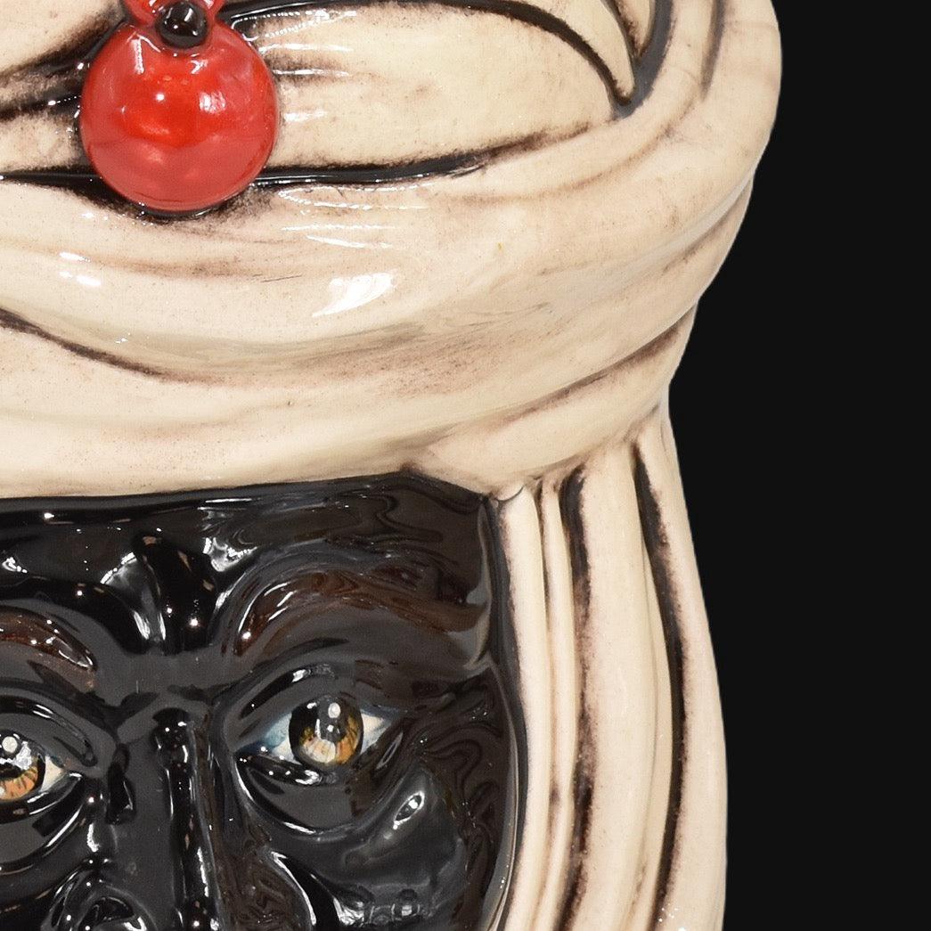 Coppia di Teste h 20 tuareg Limoni Siciliani Madreperla Antichizzato - Ceramiche di Caltagirone Sofia