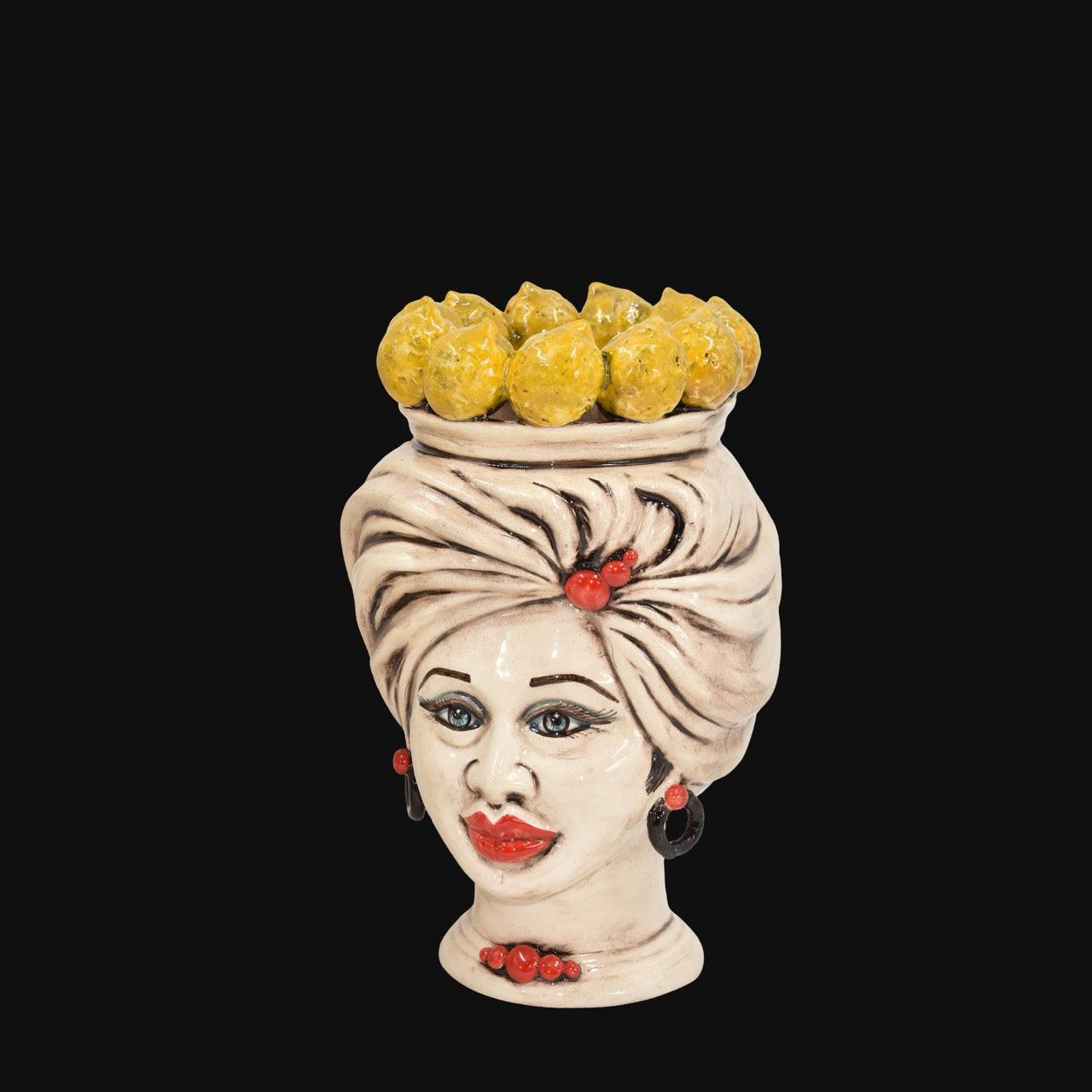 Coppia di Teste h 20 tuareg Limoni Siciliani Madreperla Antichizzato - Ceramiche di Caltagirone Sofia