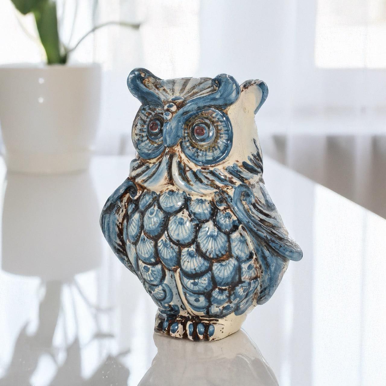 Gufo h 20 mono blu - Animali in ceramica - Ceramiche di Caltagirone Sofia