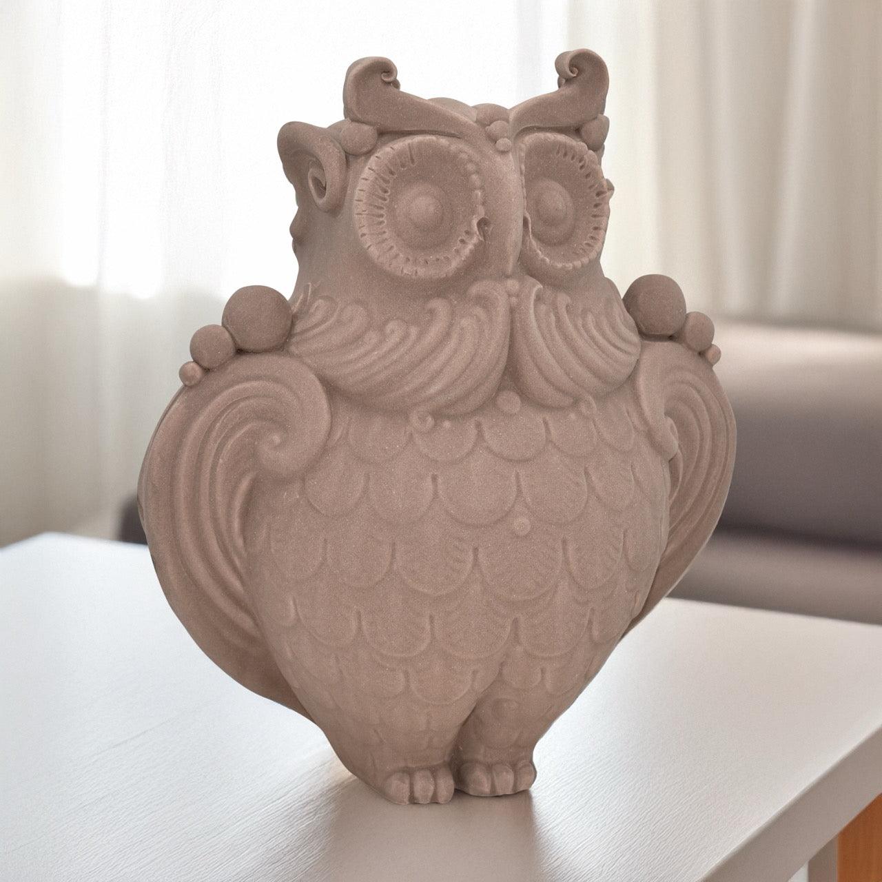 Gufo in ceramica tortora opaco - Animali in ceramica - Ceramiche di Caltagirone Sofia