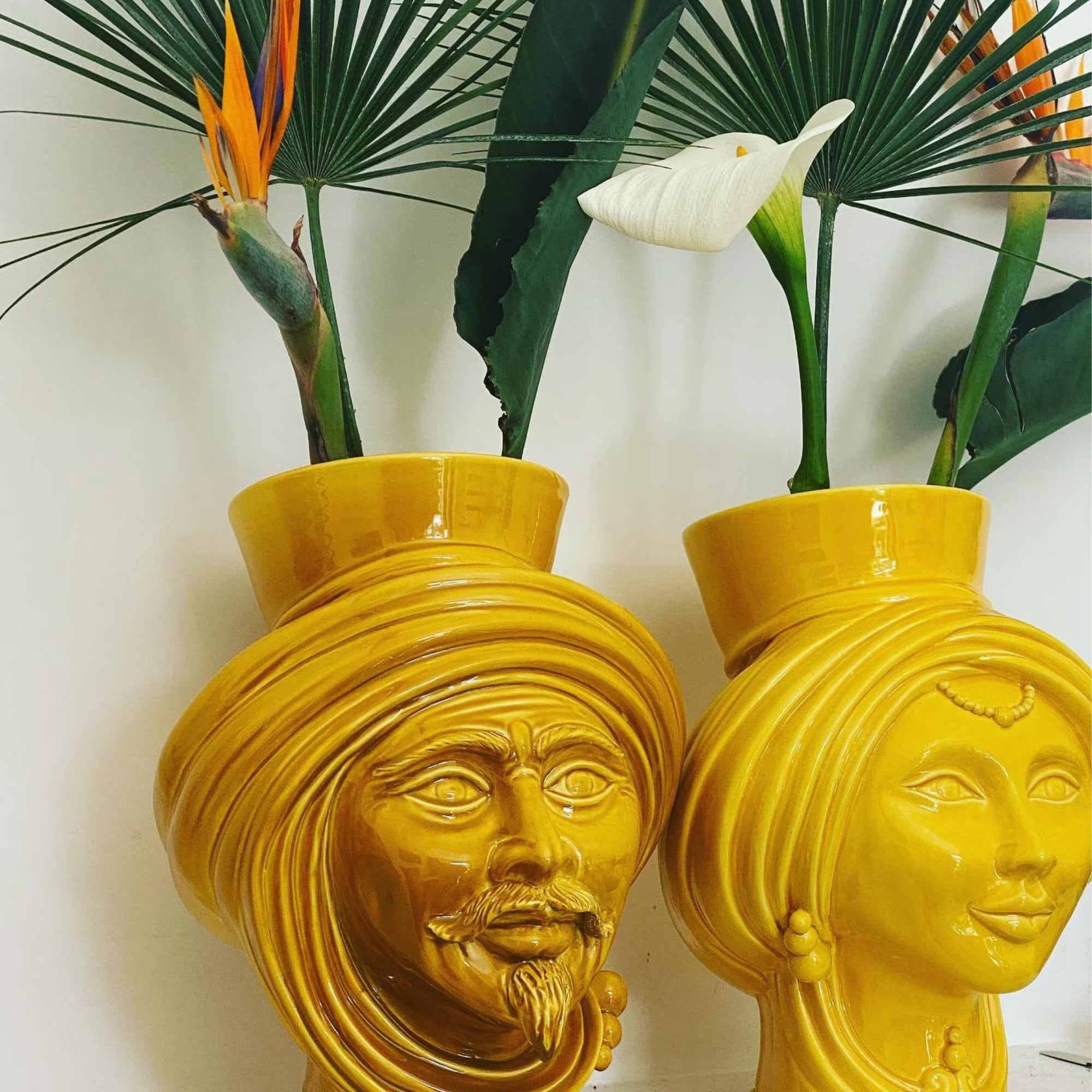 Moor's Head Woman H 30 Mustard - Modern Monochrome Ceramic