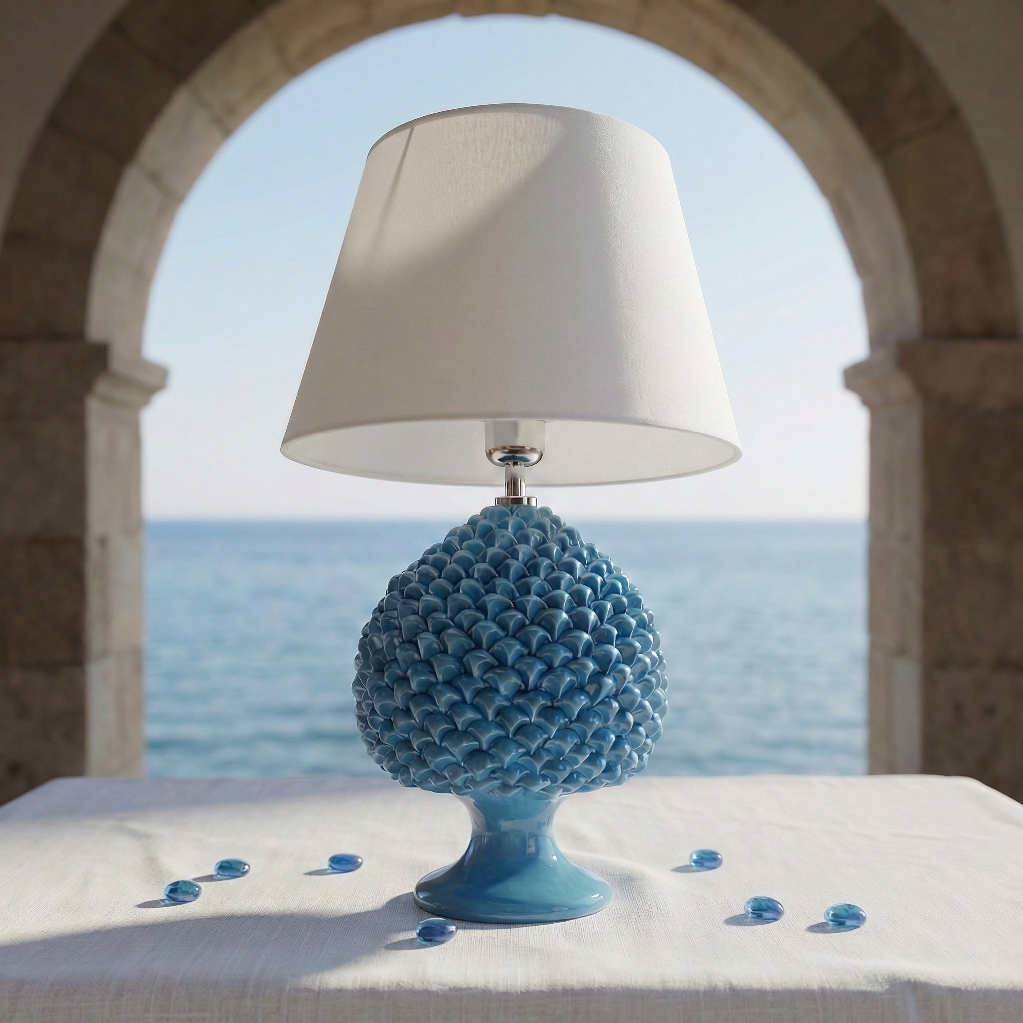 Pomme de Pin en Ceramique Italienne - Turquoise | Ceramique Caltagirone - Pomme de Pin Sicilienne