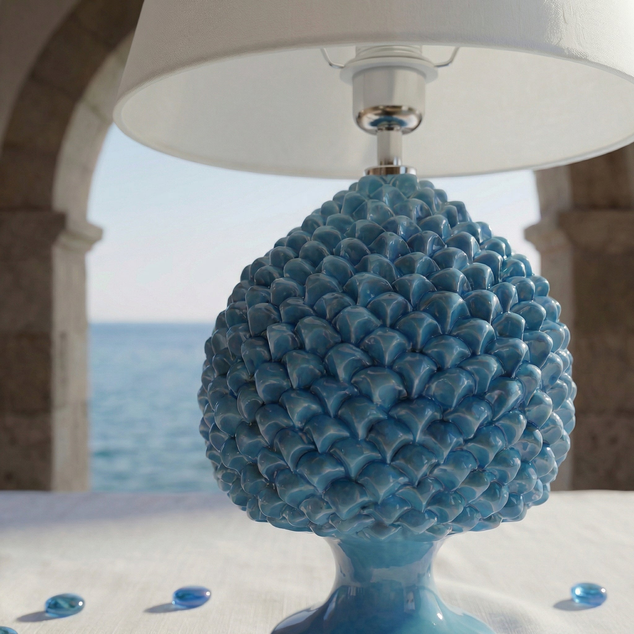 Pomme de Pin en Ceramique Italienne - Turquoise | Ceramique Caltagirone - Pomme de Pin Sicilienne