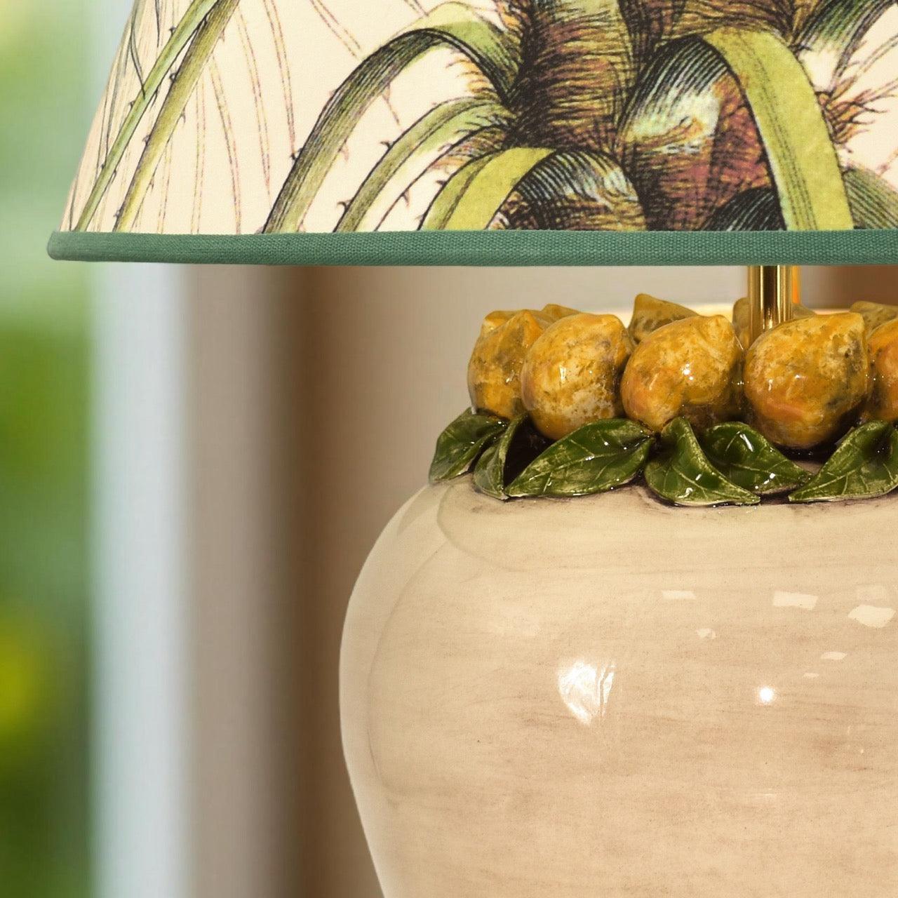 Lume boccia h 27 limoni Siciliani (h 52 c/paralume Ø35/40) - Ceramiche di Caltagirone Sofia