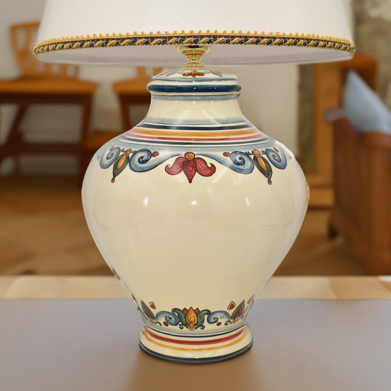 Lume boccia h 35 decoro sicily (h60 c/paralume Ø40) - Ceramiche di Caltagirone Sofia
