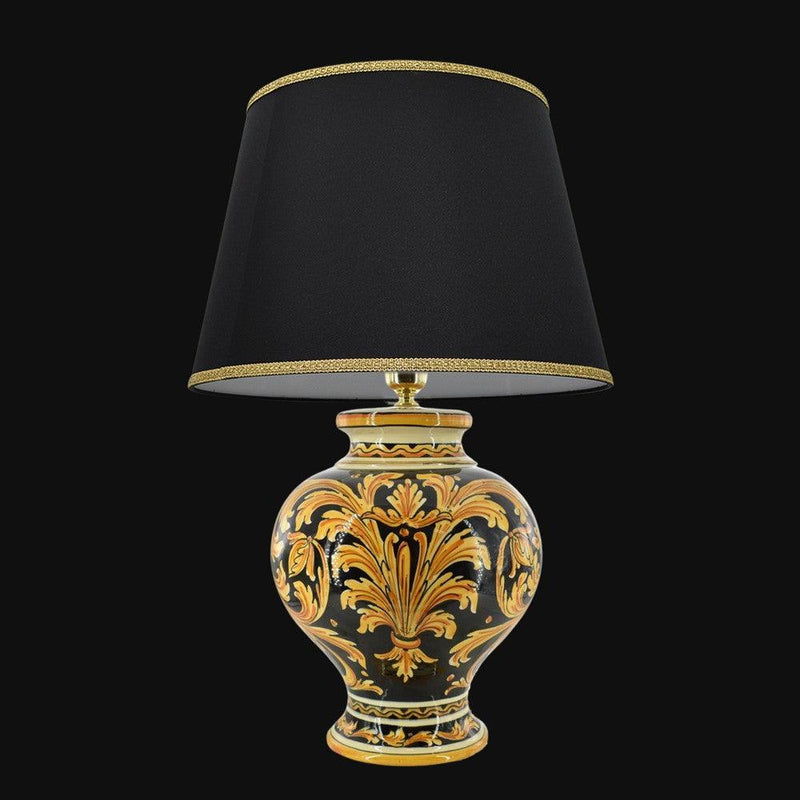 Smooth Neck Ceramic Table Lamp Caltagirone h 30 cm / 11¾" (total h 57 cm / 22½") — Ornato Black Background