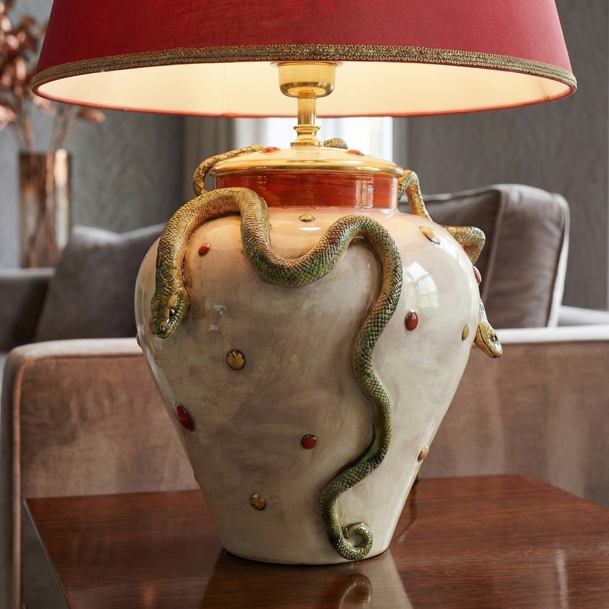 Lámpara Cerámica Eden H 30 cm, Madreperla – Cerámica Caltagirone – tradición de lámparas italianas