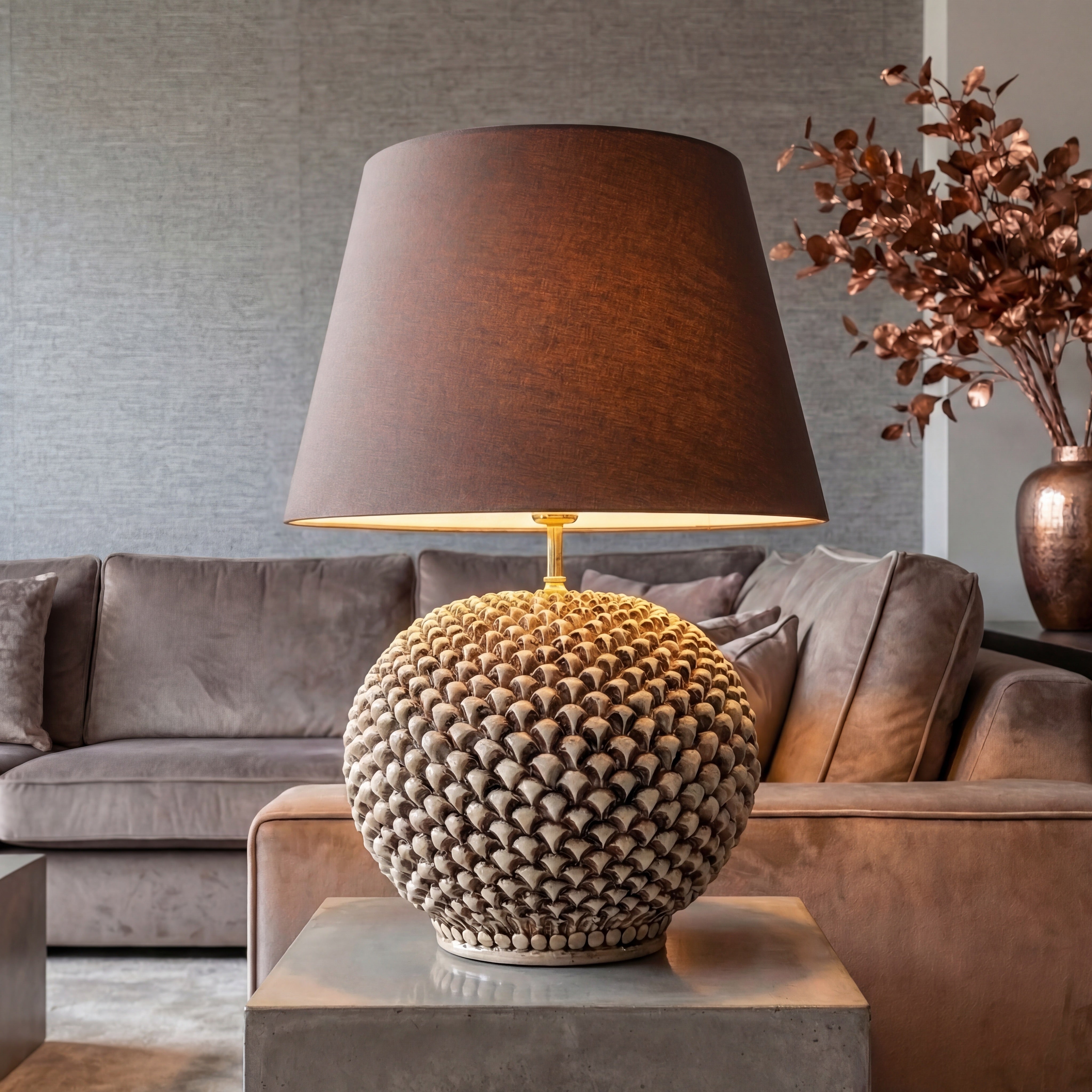 Ceramic pine cone ball lamp, various sizes, antique mother-of-pearl decoration