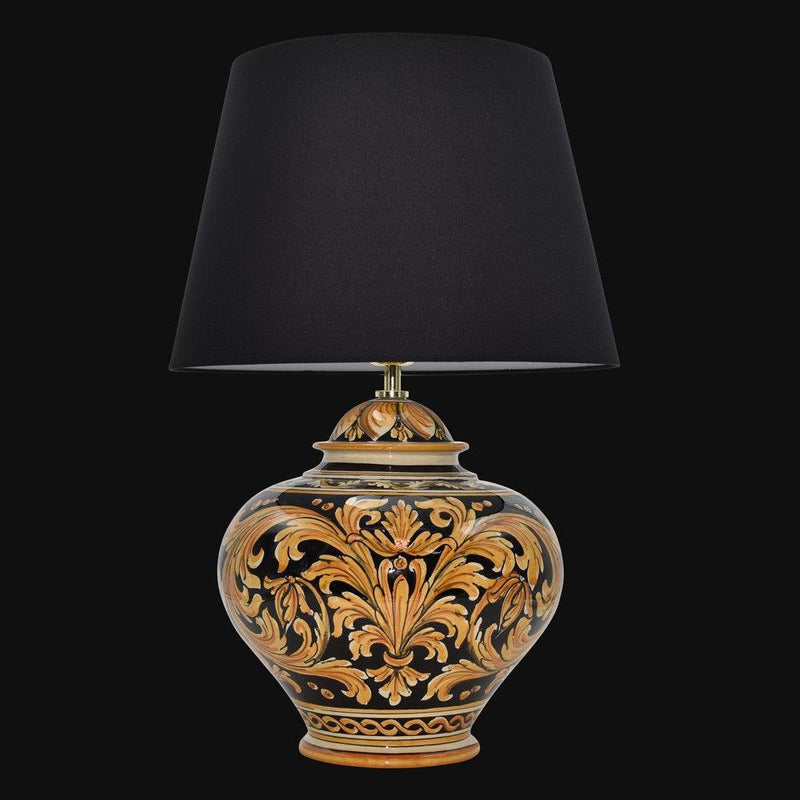Caltagirone Ceramic Ball Lamp H 35 cm / 13¾" — Ornate Black Ground