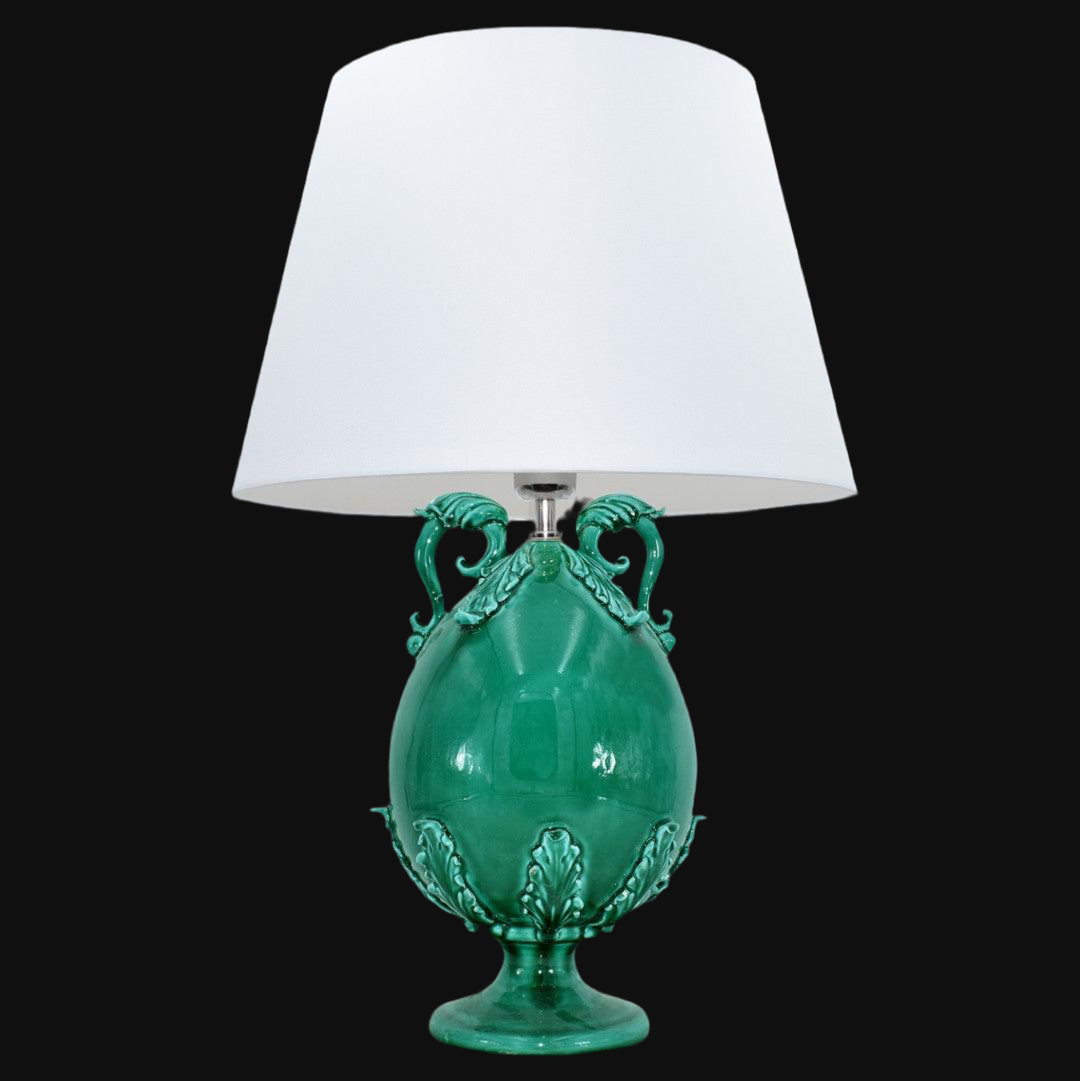 Lume uovo ornamentale h 47 Verde Smeraldo - Ceramiche di Caltagirone Sofia