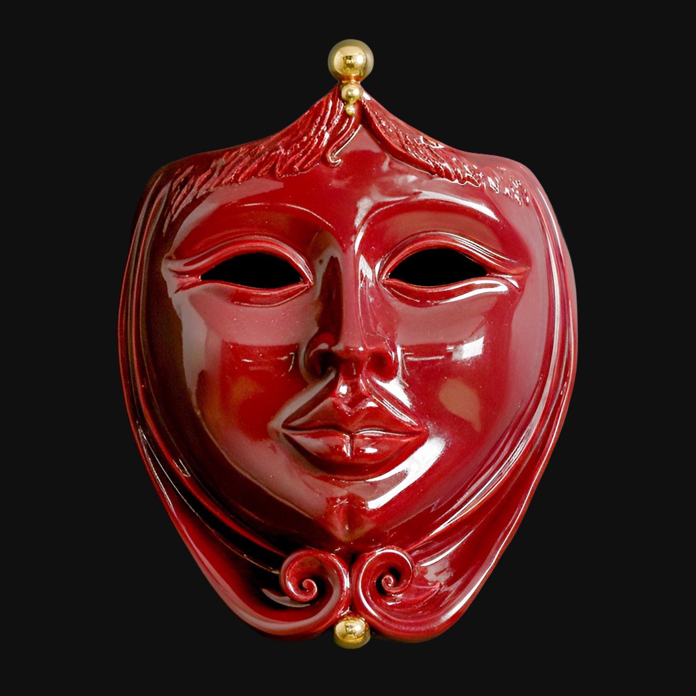 Maschera d'Appoggio Bordeaux con dettagli in oro cm 25x30 - Ceramiche di Caltagirone Sofia