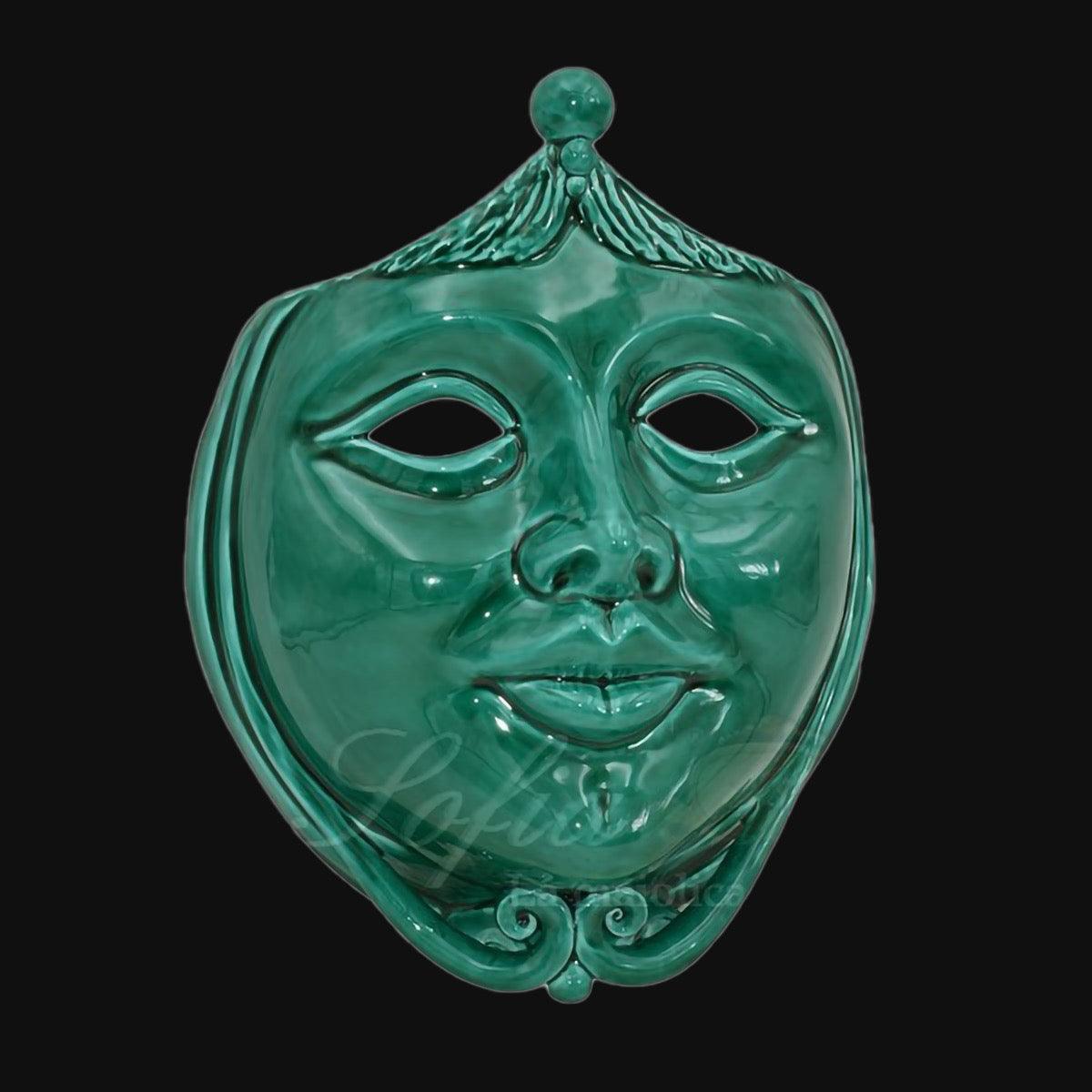 Maschera d'Appoggio Verde Smeraldo in Ceramica di Caltagirone - Ceramiche di Caltagirone Sofia