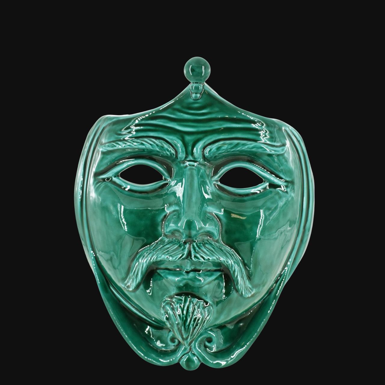 Maschera d'Appoggio Verde Smeraldo in Ceramica di Caltagirone - Ceramiche di Caltagirone Sofia