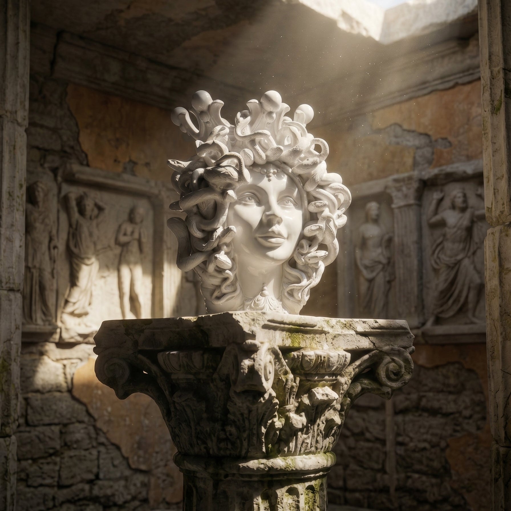 Cerámica Medusa h 38 cm — White Line | Testa di Moro de Caltagirone, Sicilia